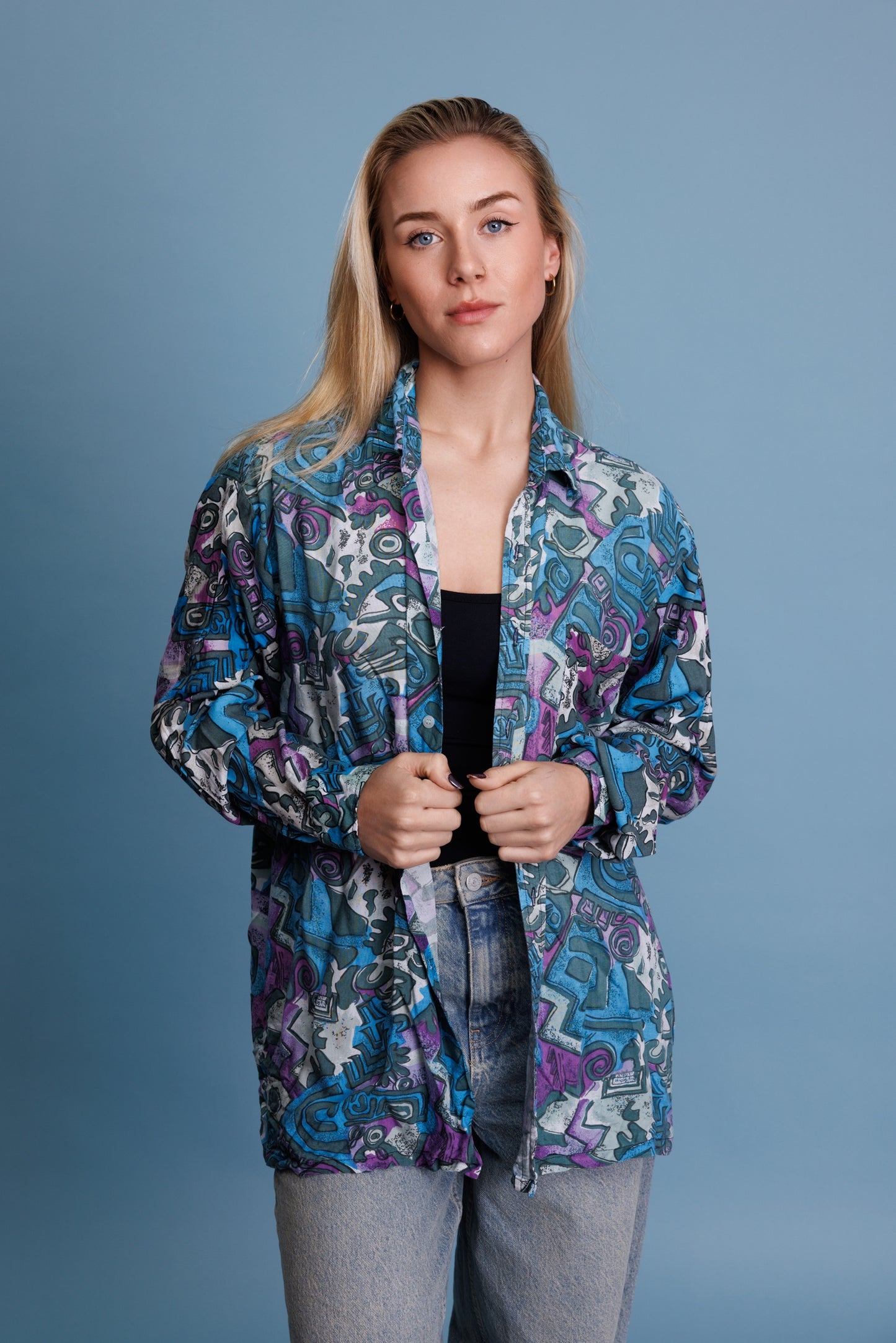 80’s Patterened Jazzy Shirt M