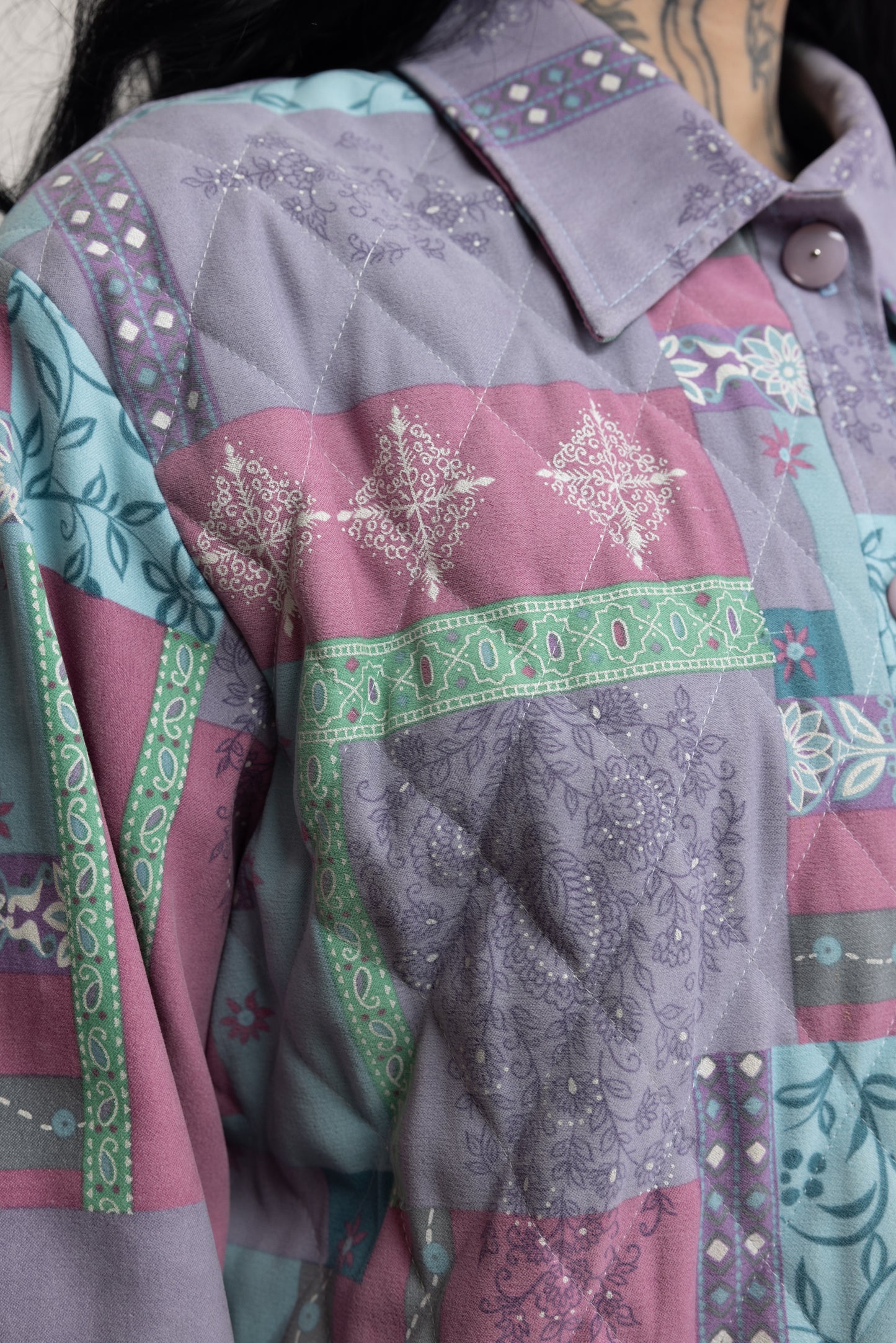 80's Pastel Quilted Jacket S/M