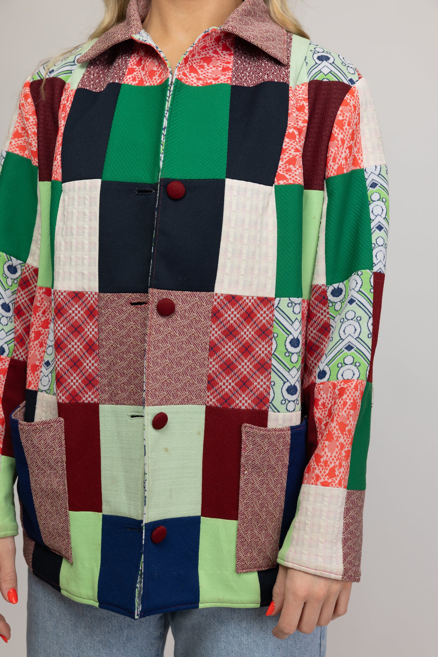 1970's Handmade Patchwork Jacket M