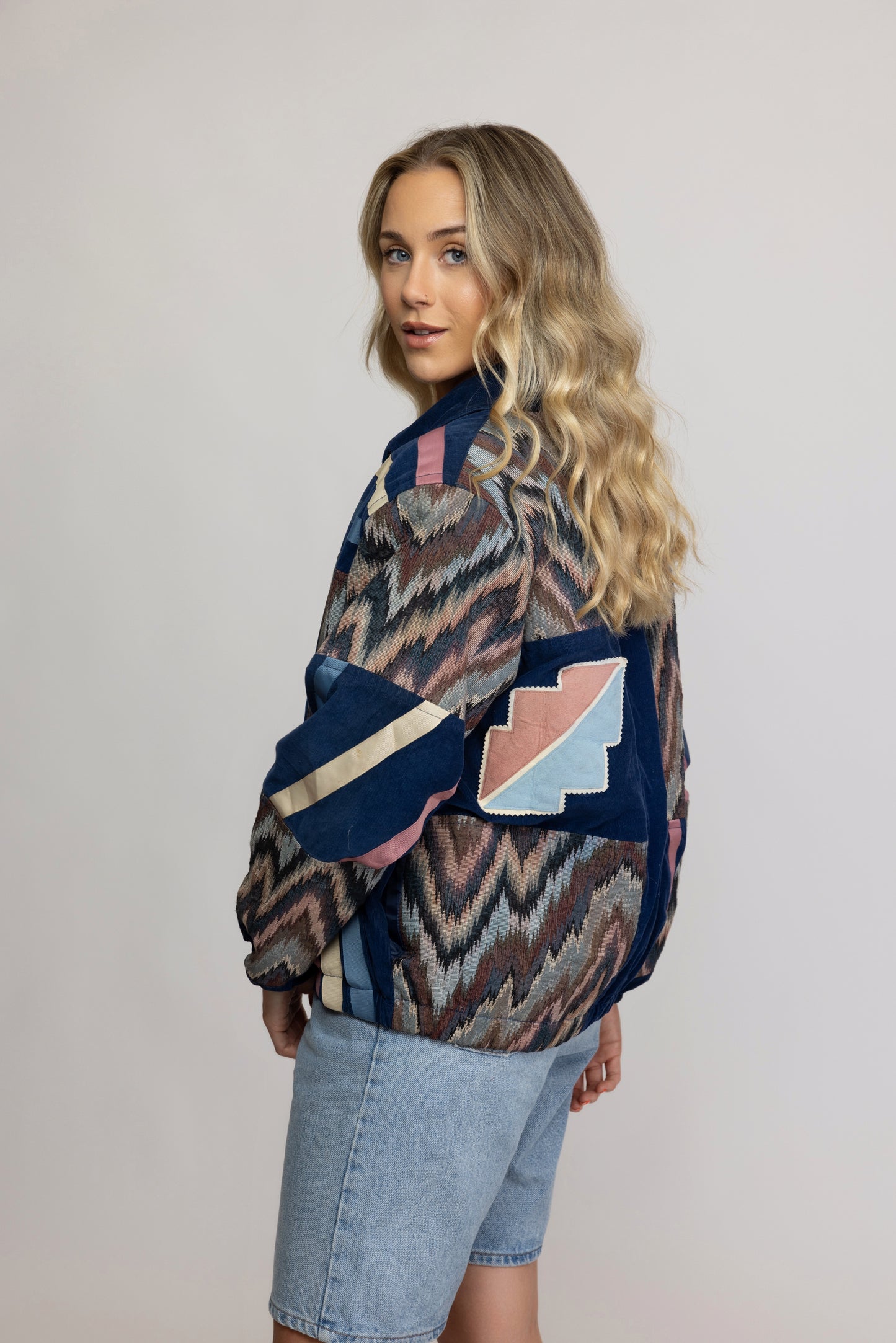 70's Quilted Patchwork Corduroy Jacket M/L