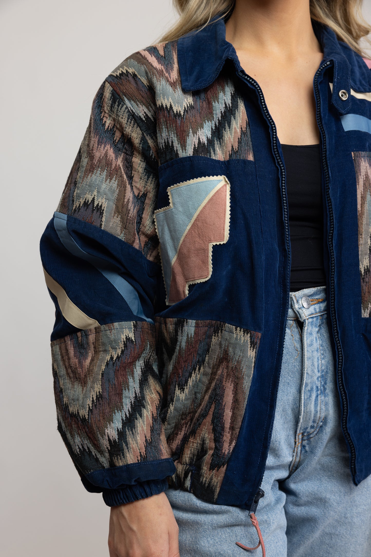 70's Quilted Patchwork Corduroy Jacket M/L