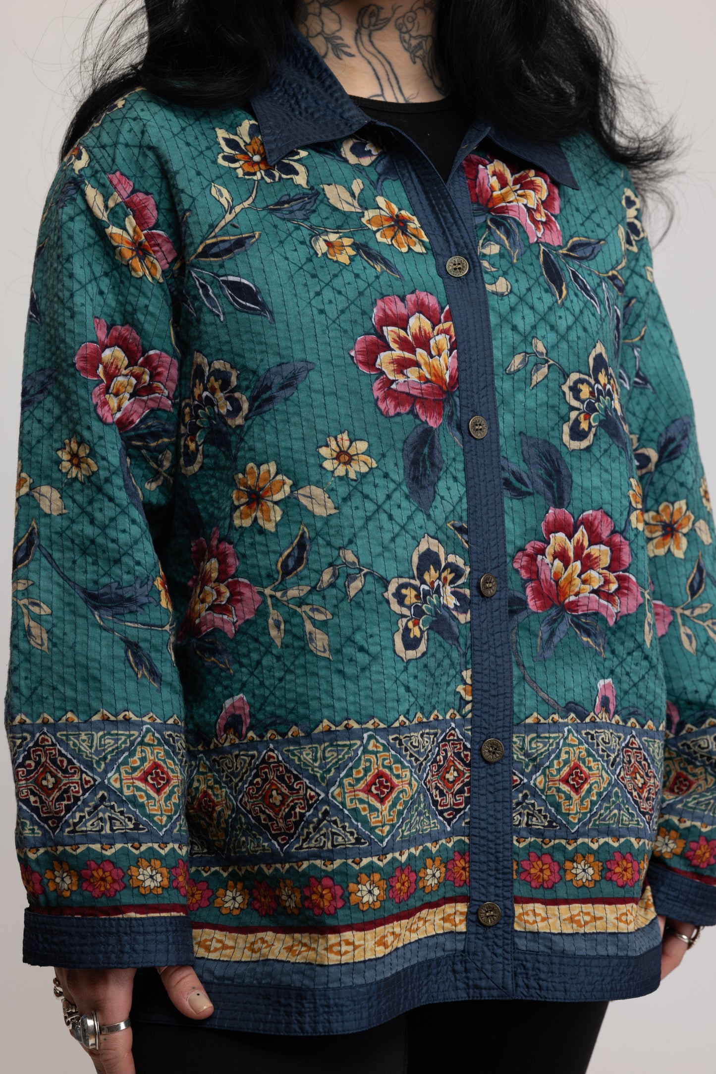 80's Quilted Floral Jacket M