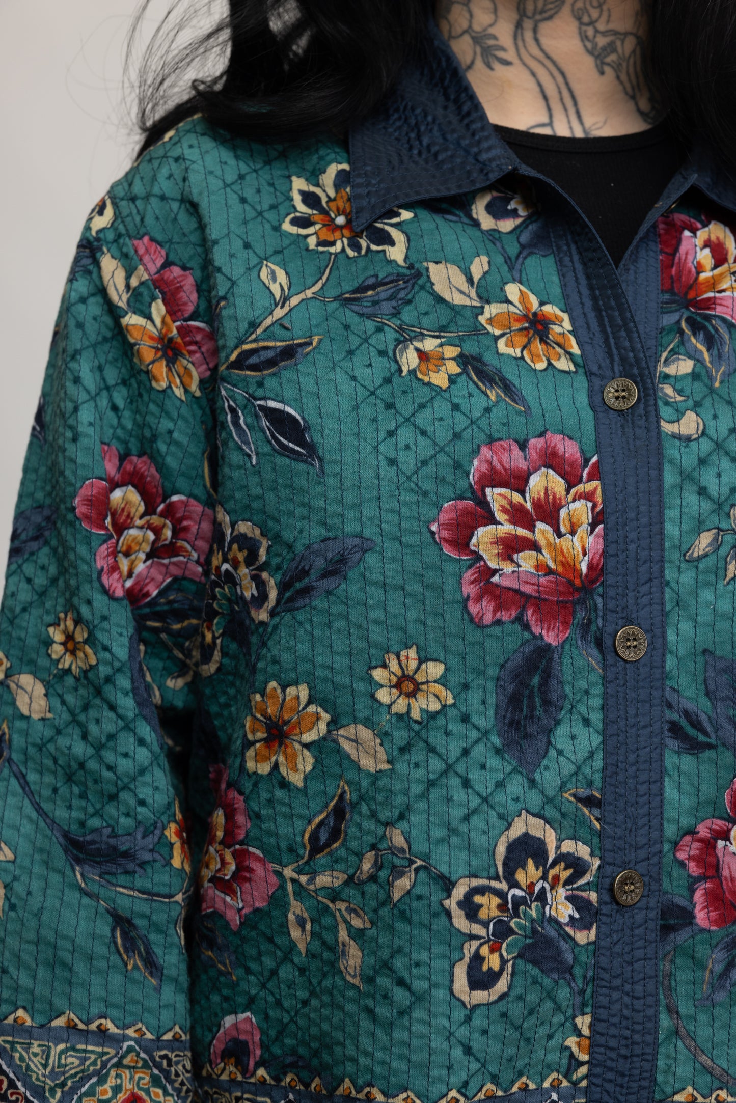 80's Quilted Floral Jacket M