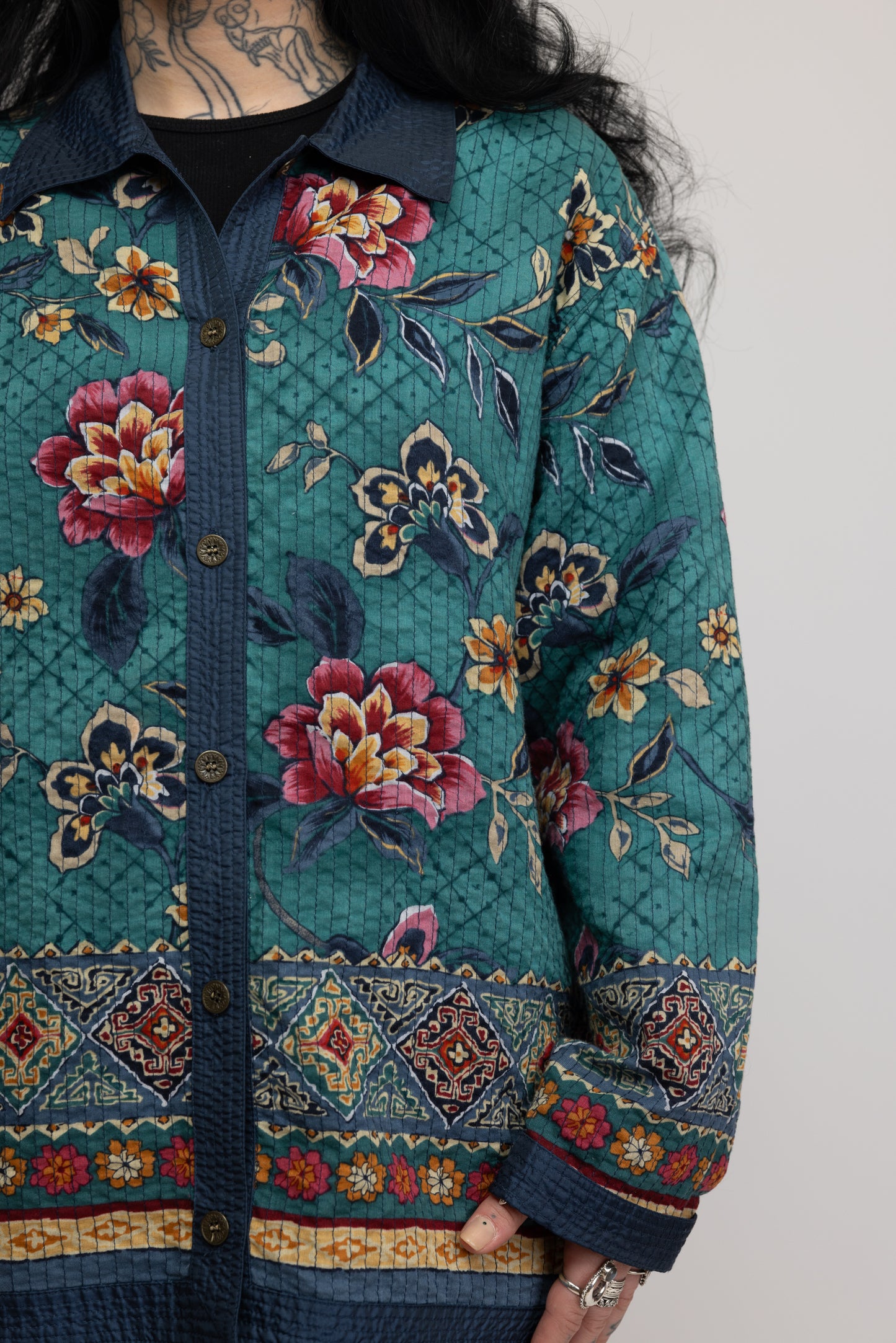 80's Quilted Floral Jacket M