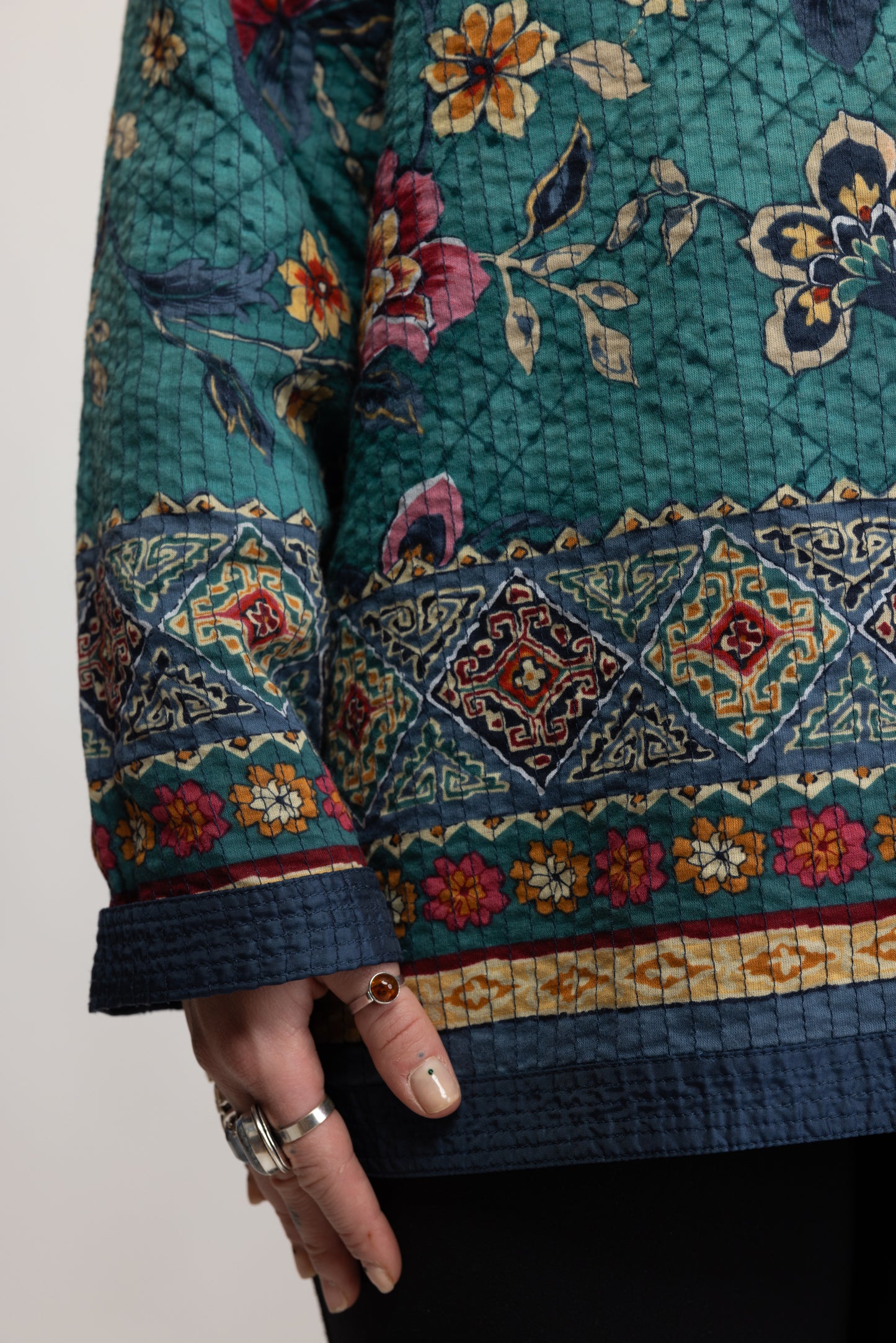 80's Quilted Floral Jacket M