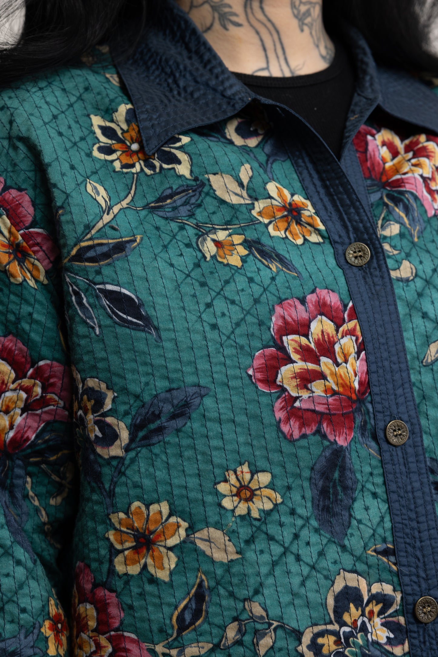 80's Quilted Floral Jacket M