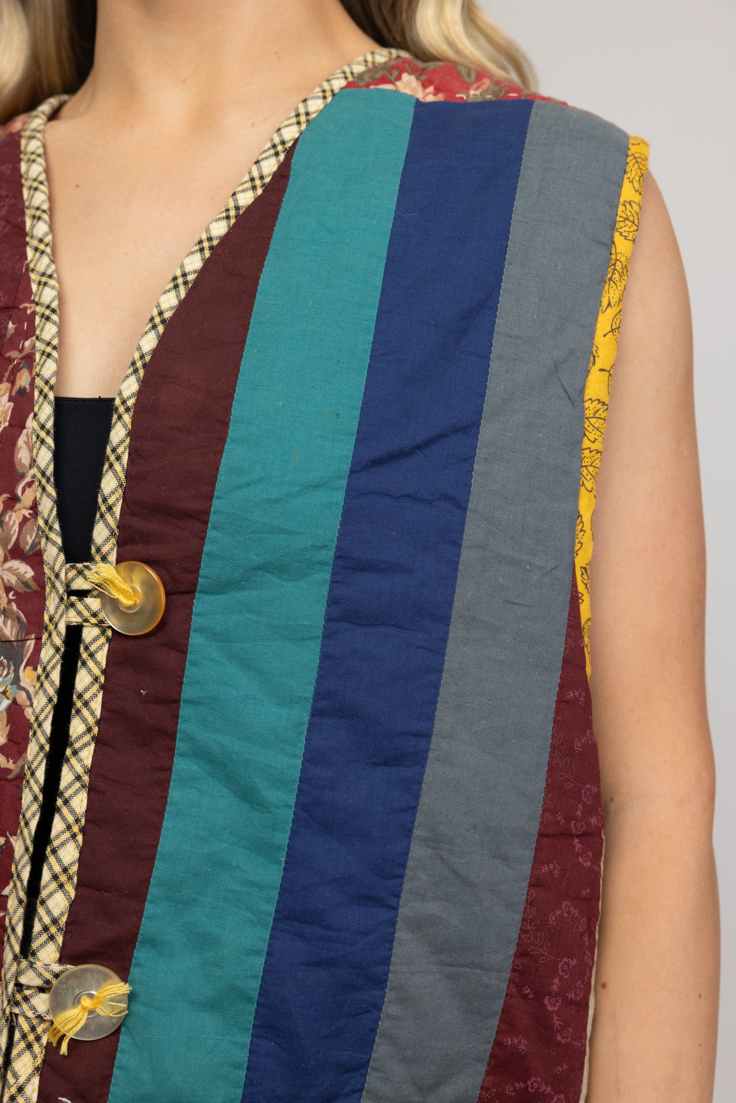 70's Quilted Patchwork  Waistcoat M