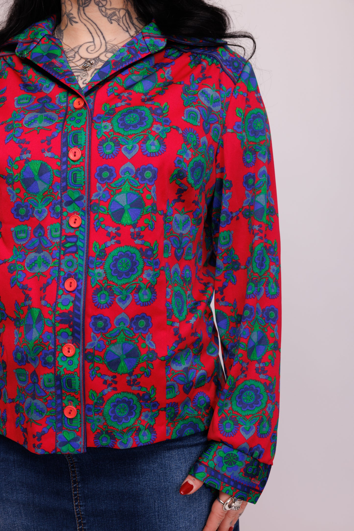70's Patterned Shirt S/M