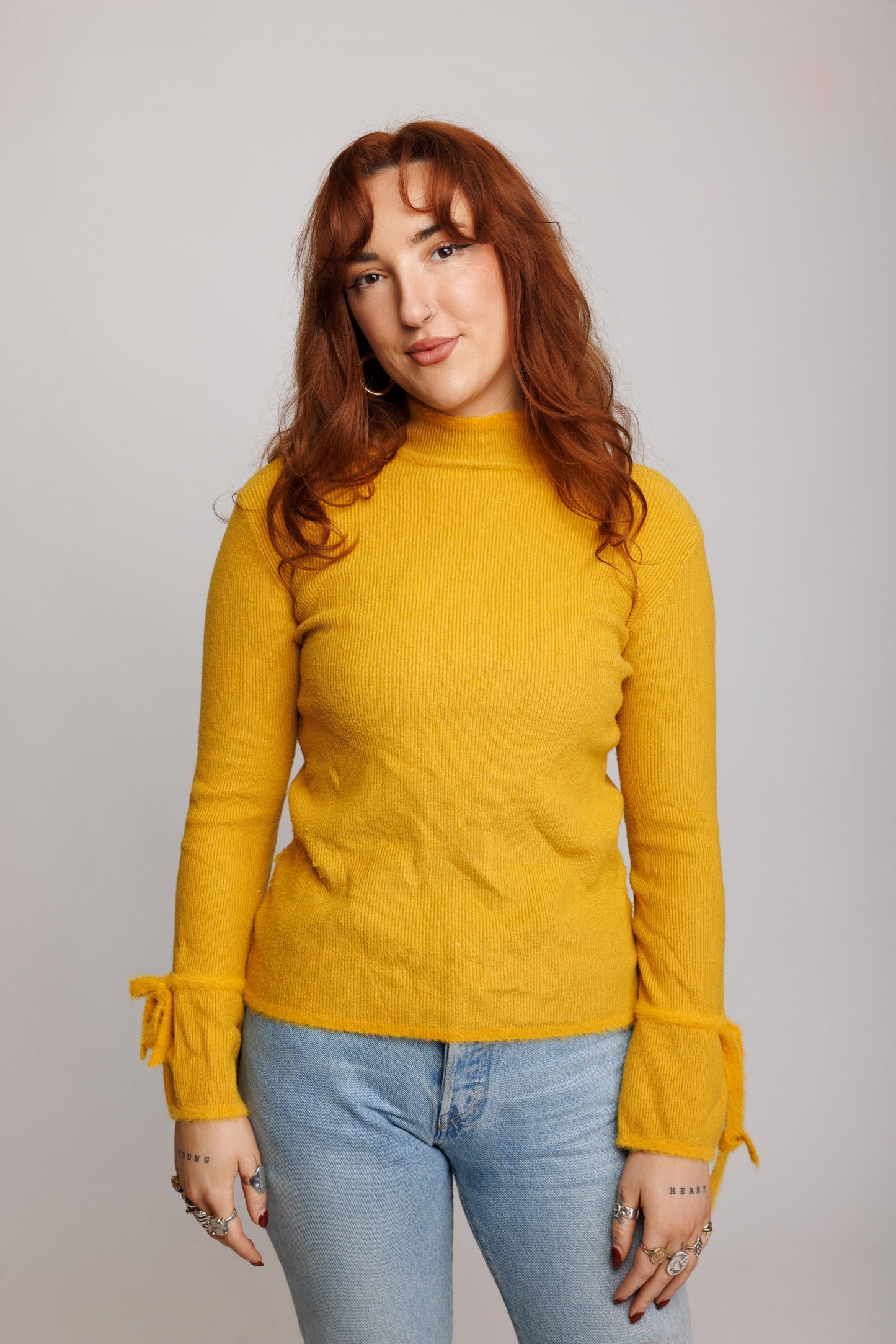 90's Yellow mockneck with Boy Detail S/M