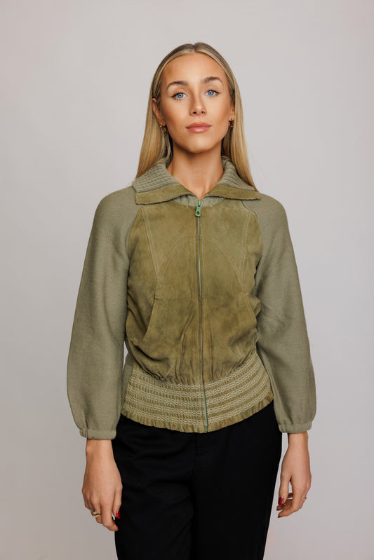 70's Suede Panelled Light Jacket S