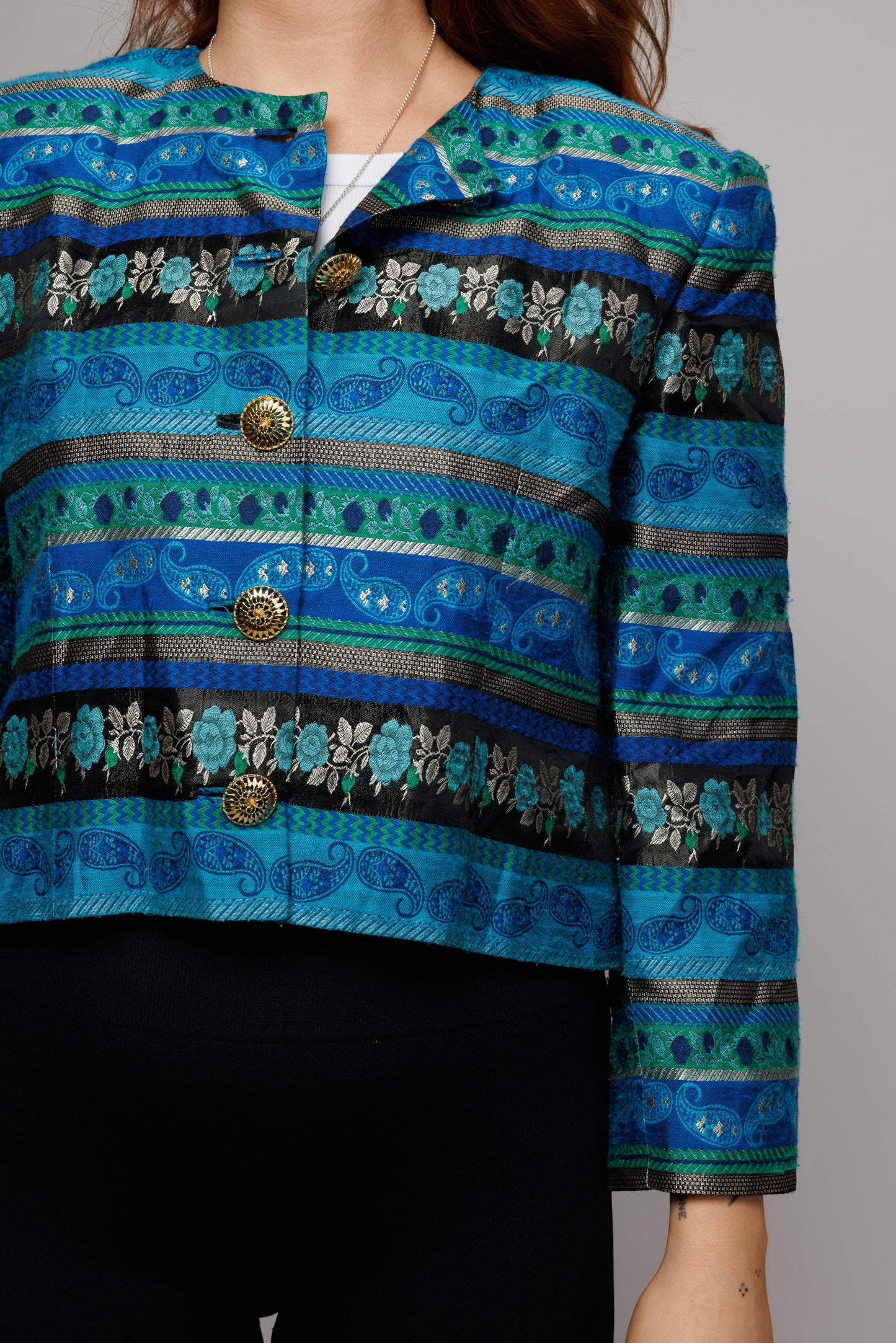 80's Patterened Cropped Jacket M