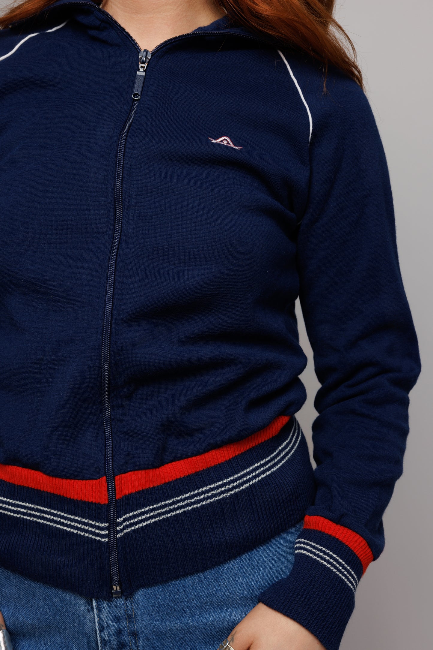 70's Navy Track Jacket S