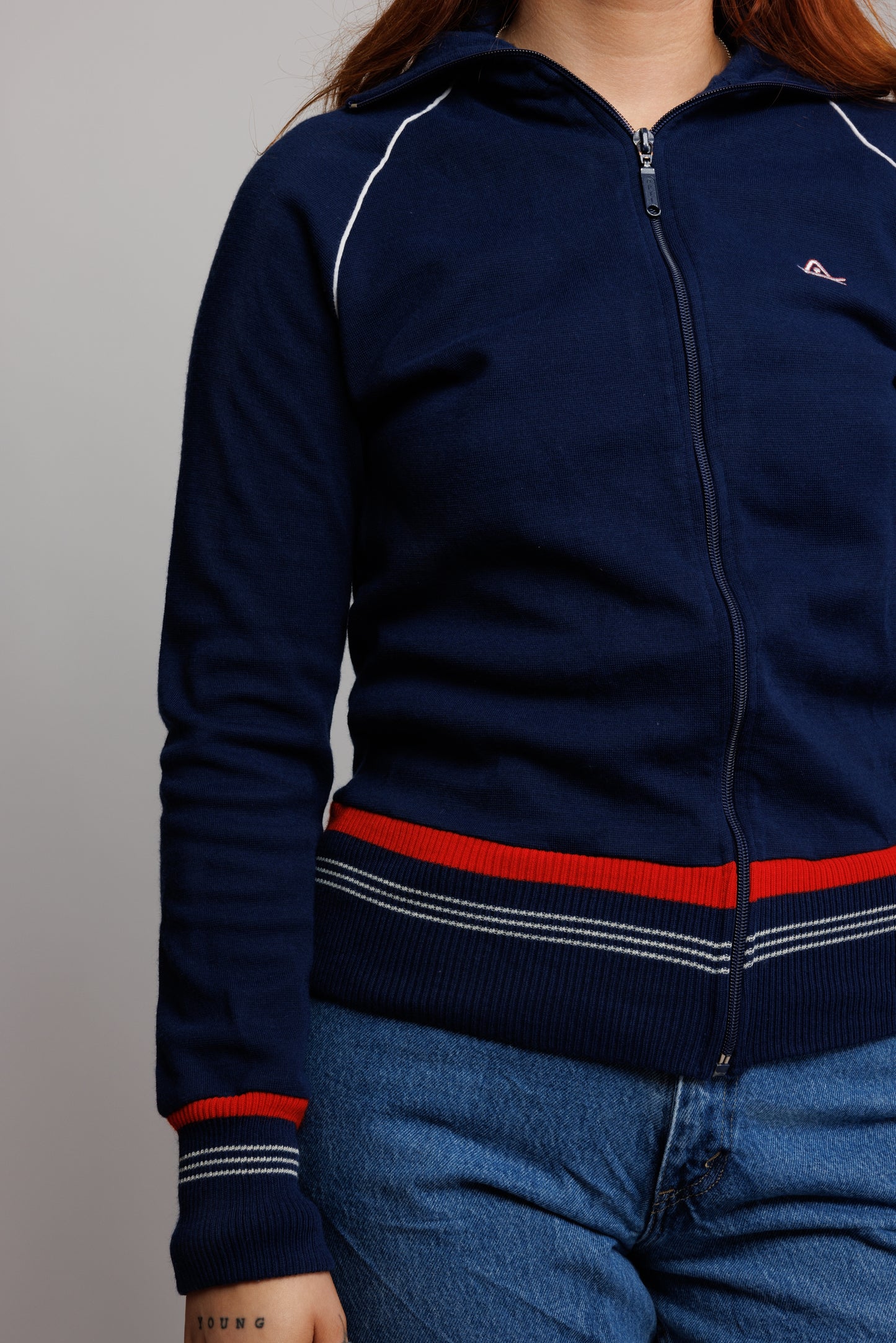 70's Navy Track Jacket S