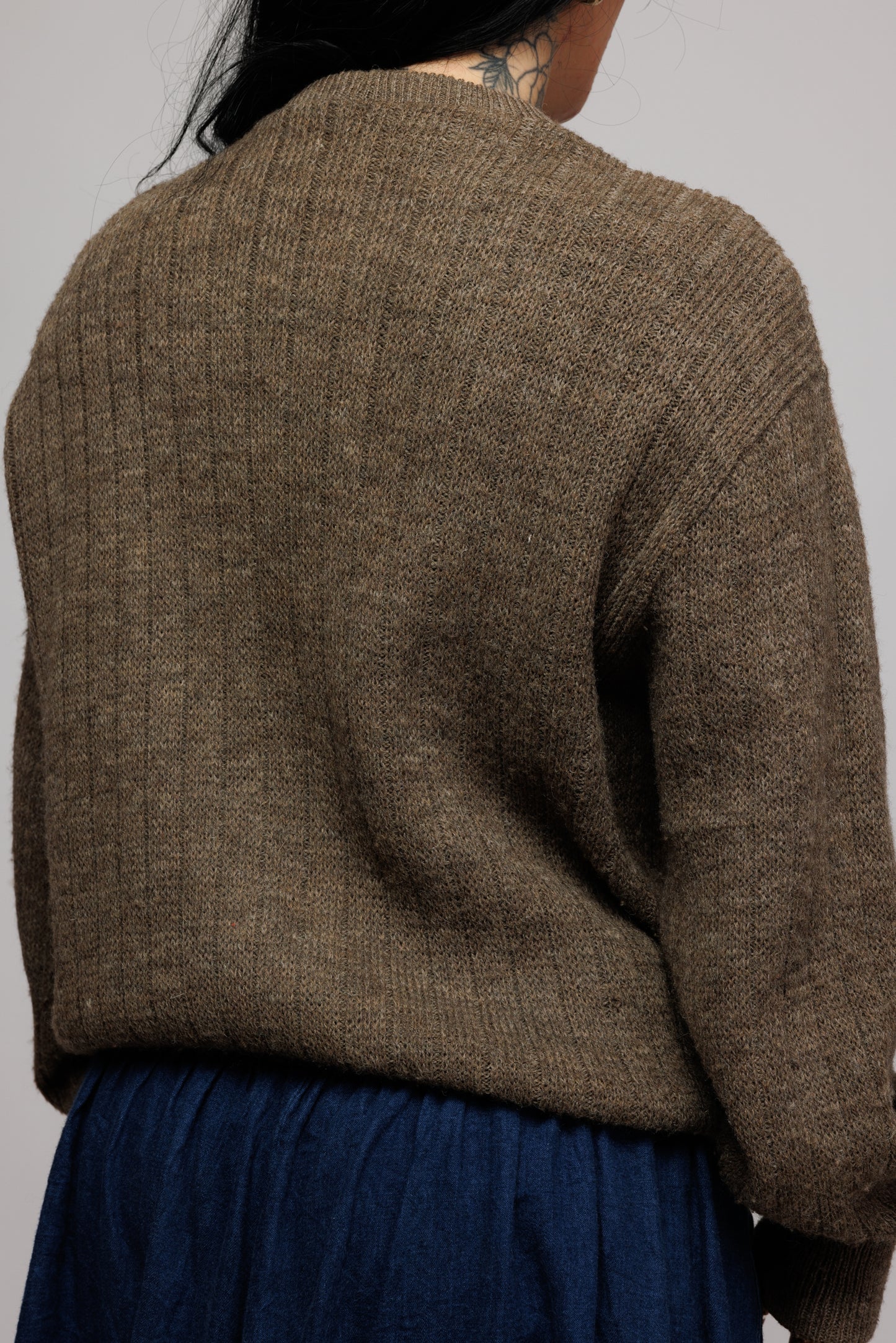 70's Suede Panelled Knit Jumper M/L