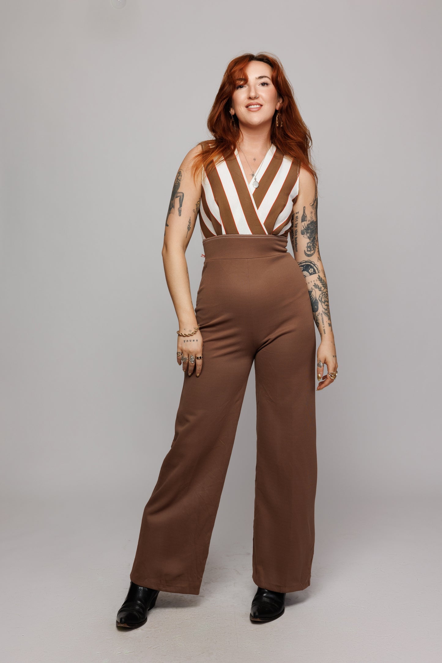 1970's Striped Jumpsuit S