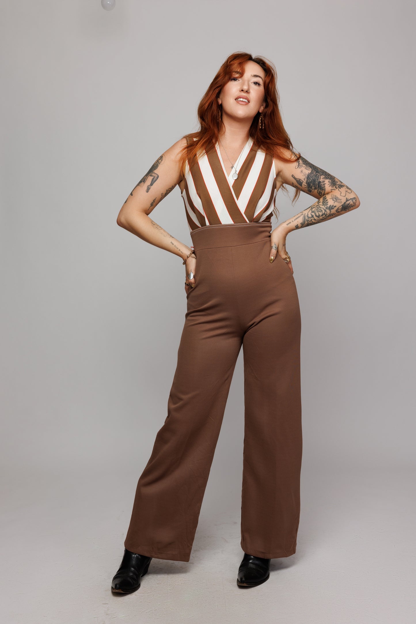 1970's Striped Jumpsuit S