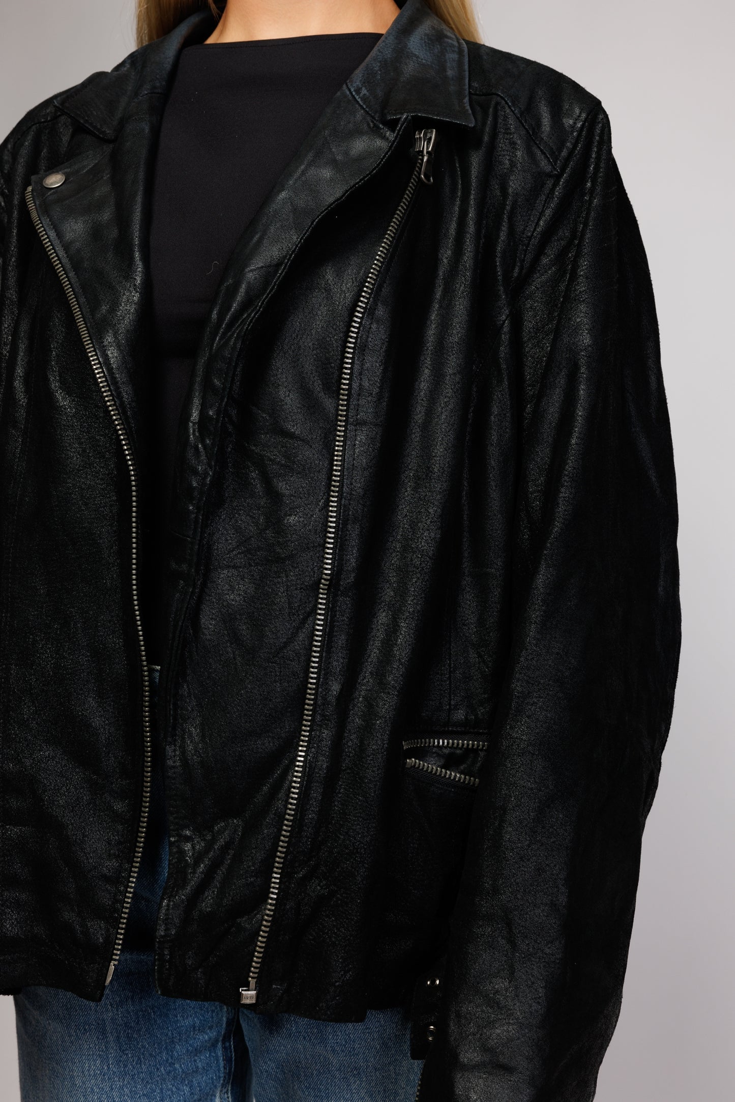 70's Suede & Leather Biker Jacket M/L