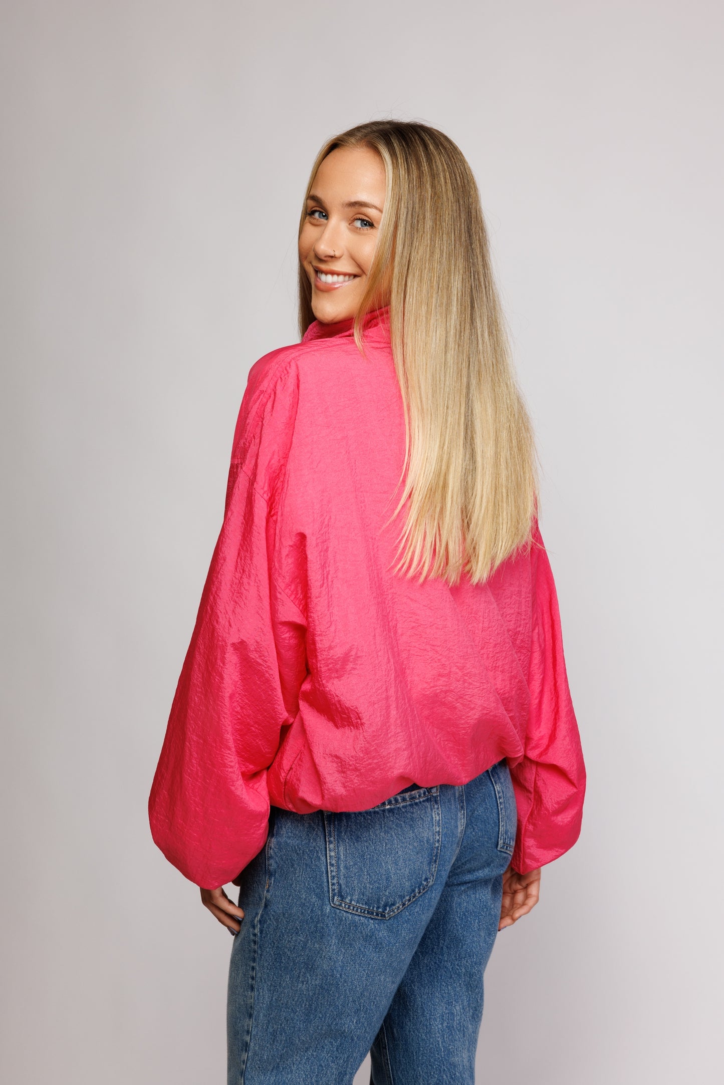 80's Pink Half Zip Jacket M/L