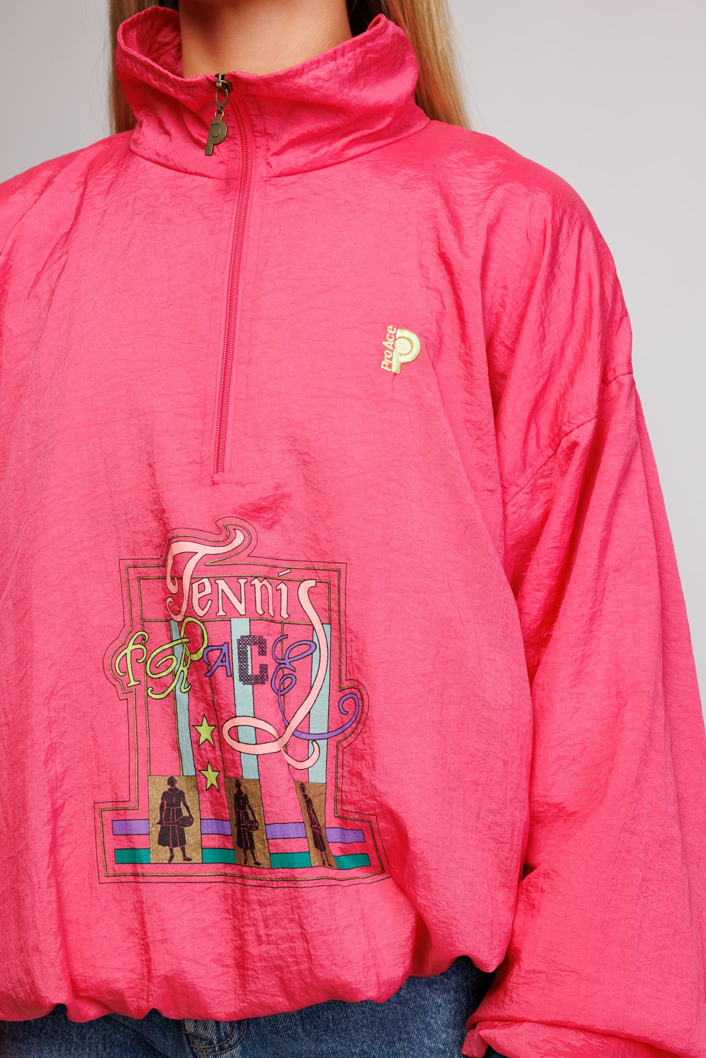 80's Pink Half Zip Jacket M/L