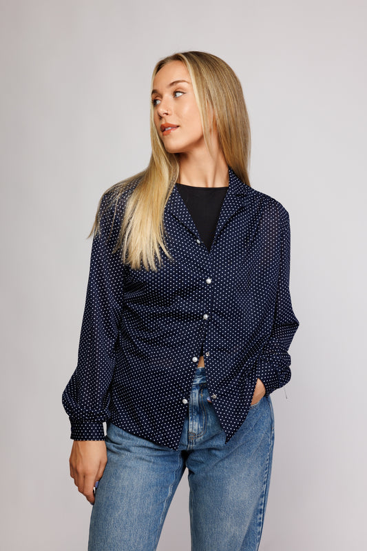 70's Polkadot Shimmy Shirt S/M