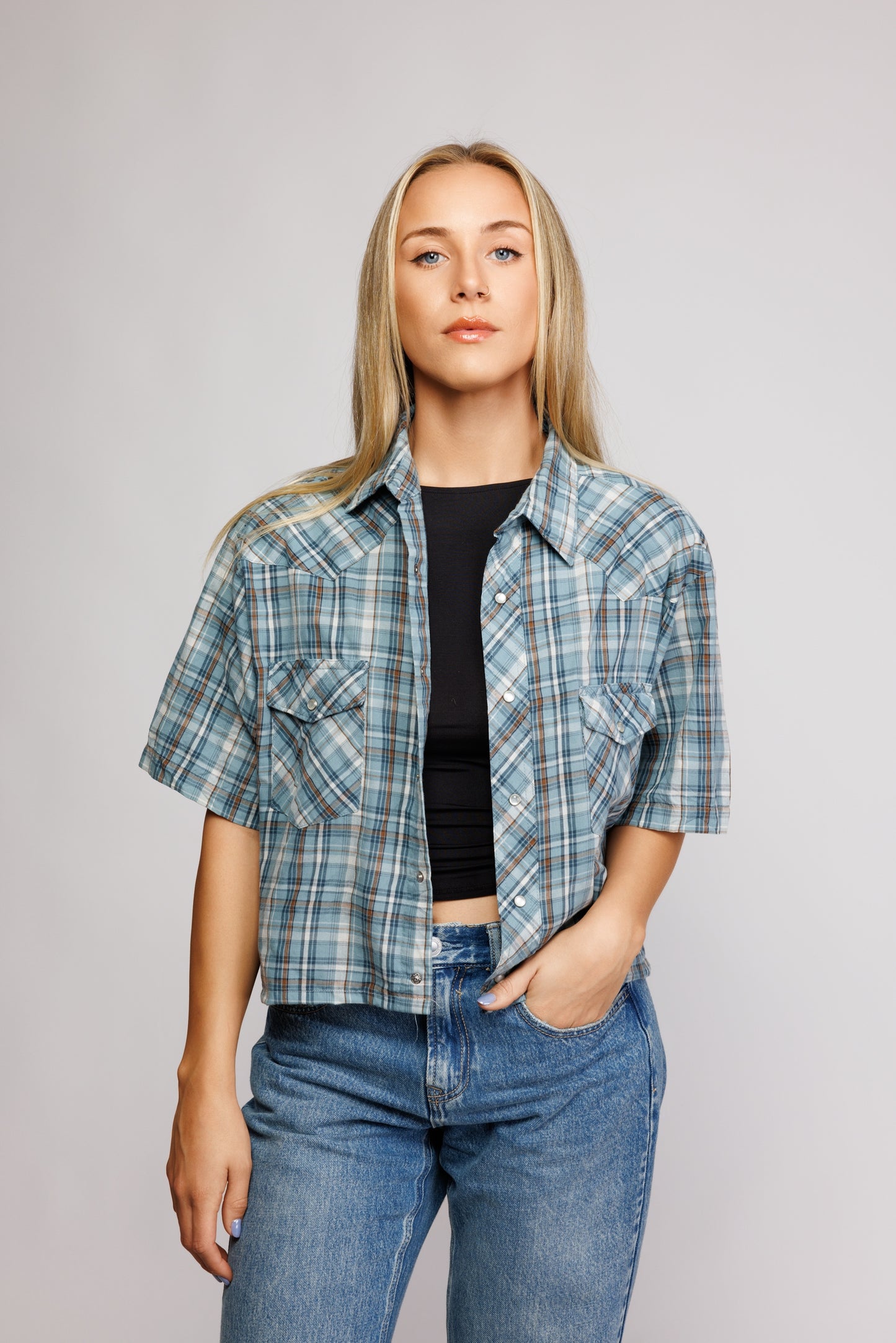 80's Check Western Reworked Shirt M