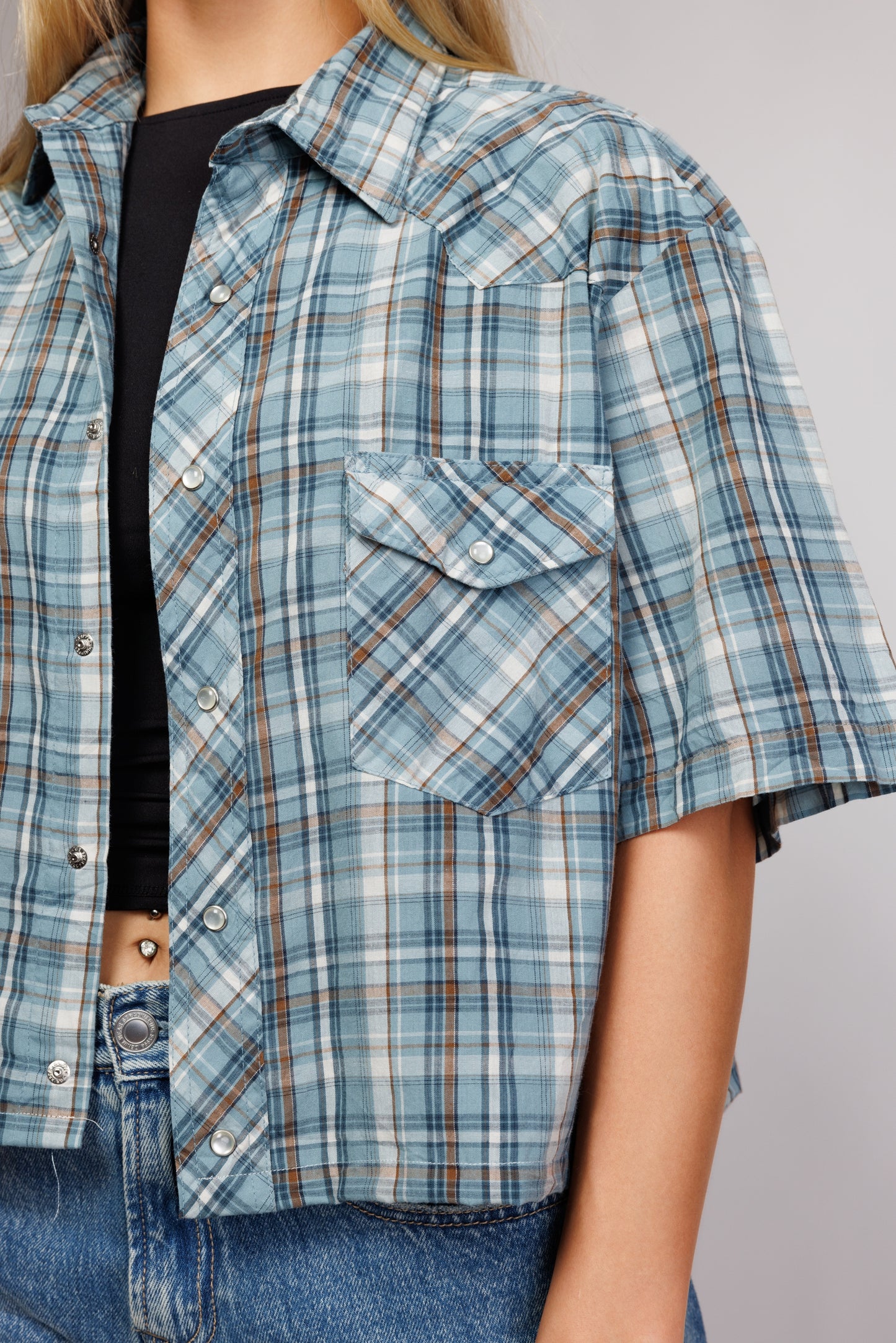 80's Check Western Reworked Shirt M