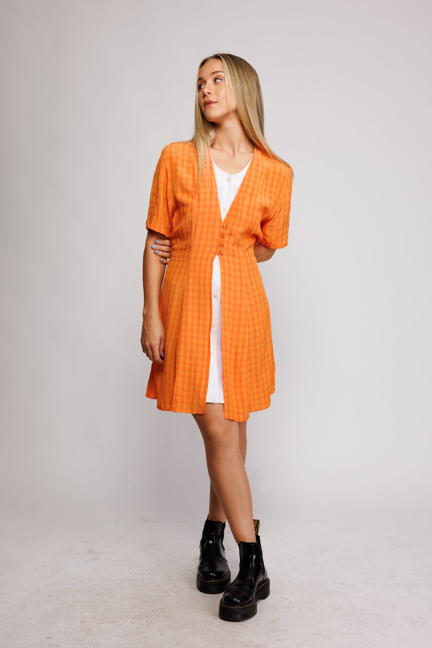 90's Orange Two Tone Mini Dress S