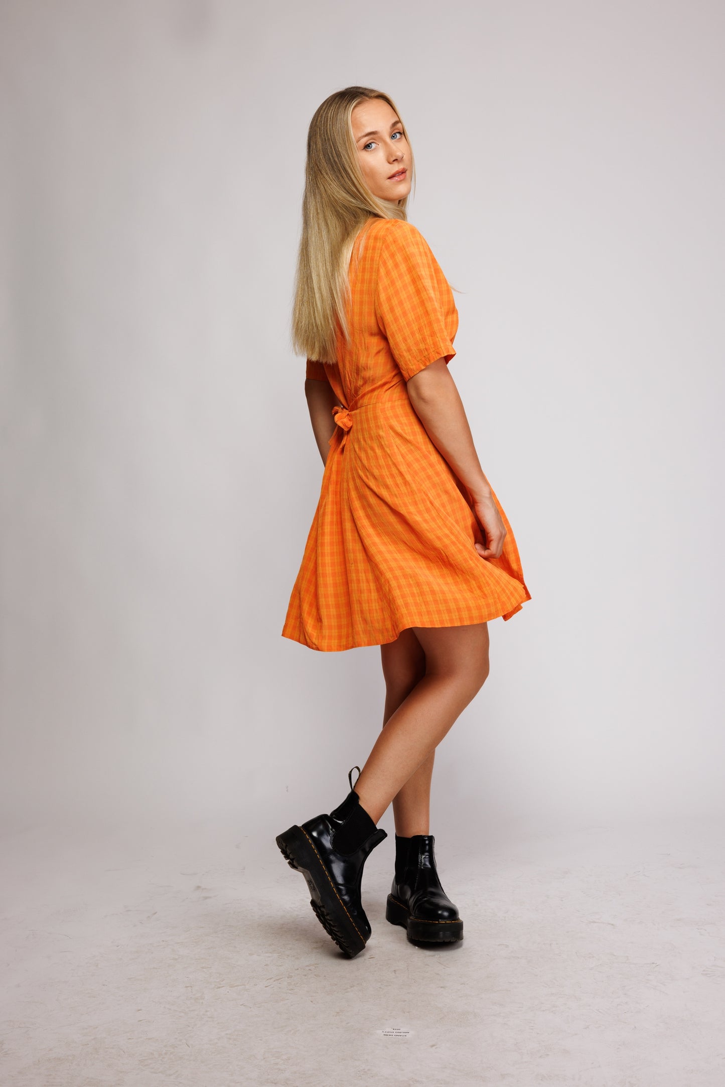 90's Orange Two Tone Mini Dress S