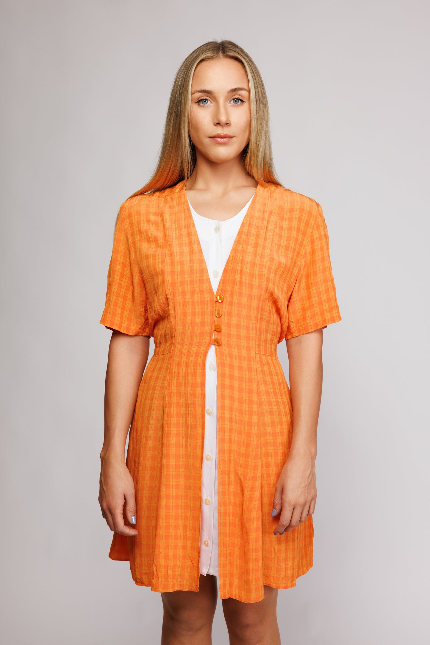 90's Orange Two Tone Mini Dress S