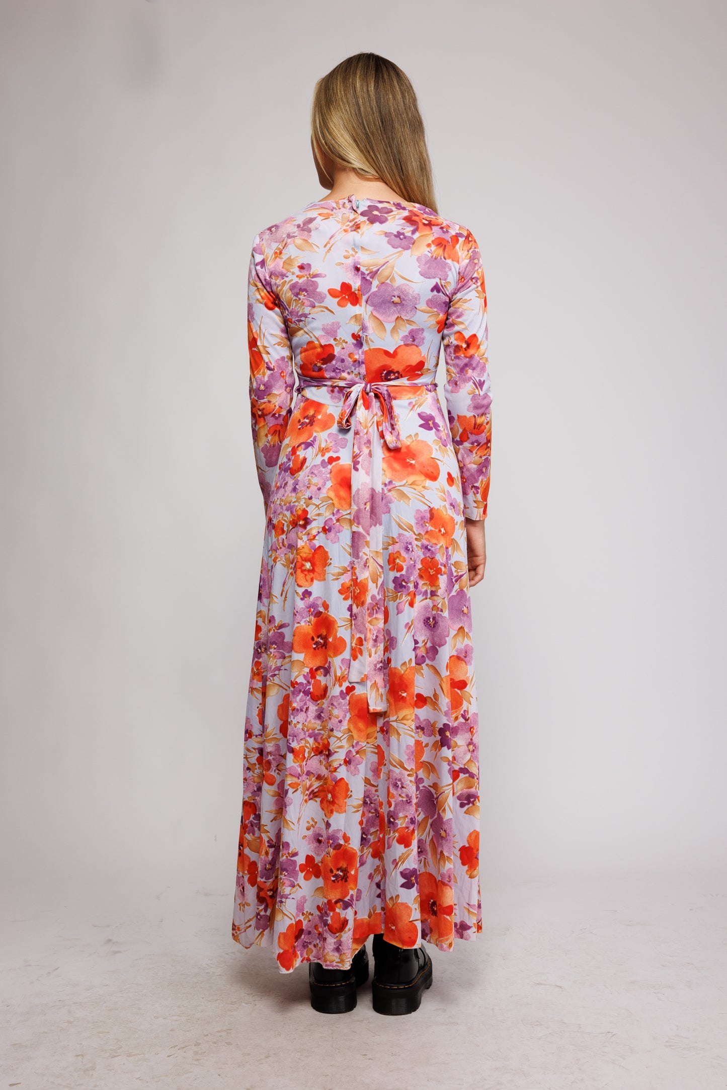 1970's Floral Maxi Dress S