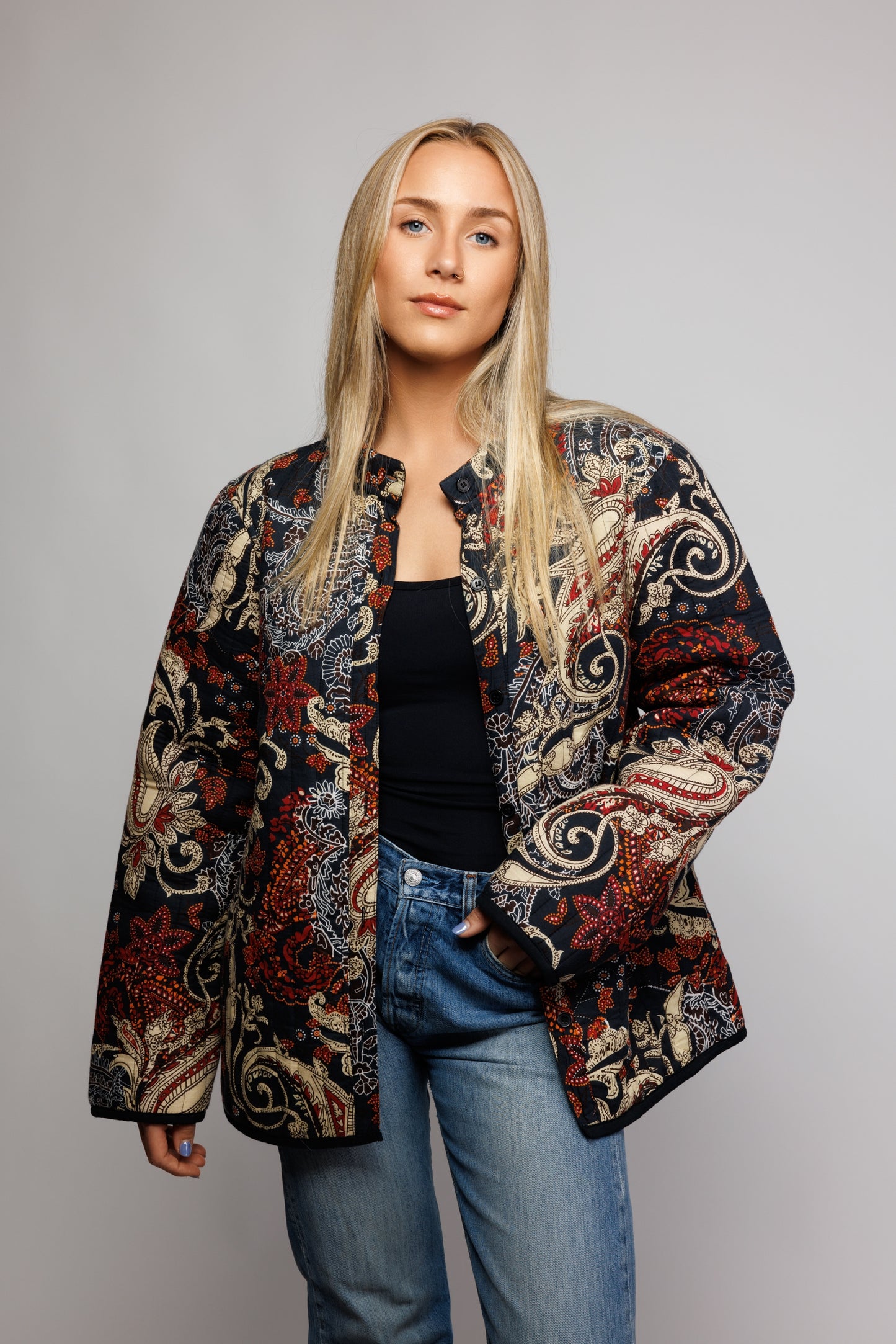 70's Quilted Paisley Jacket M/L