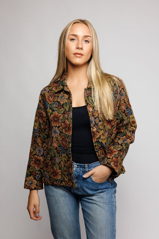 70's Cropped Floral Jacket S