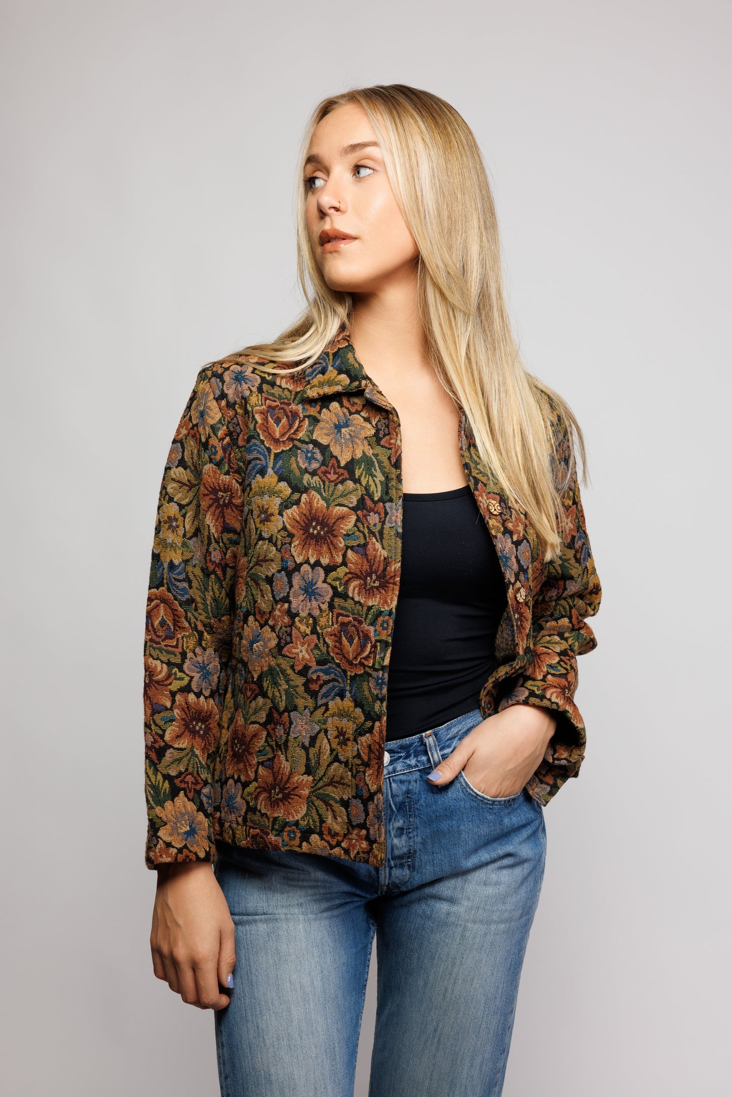 70's Cropped Floral Jacket S