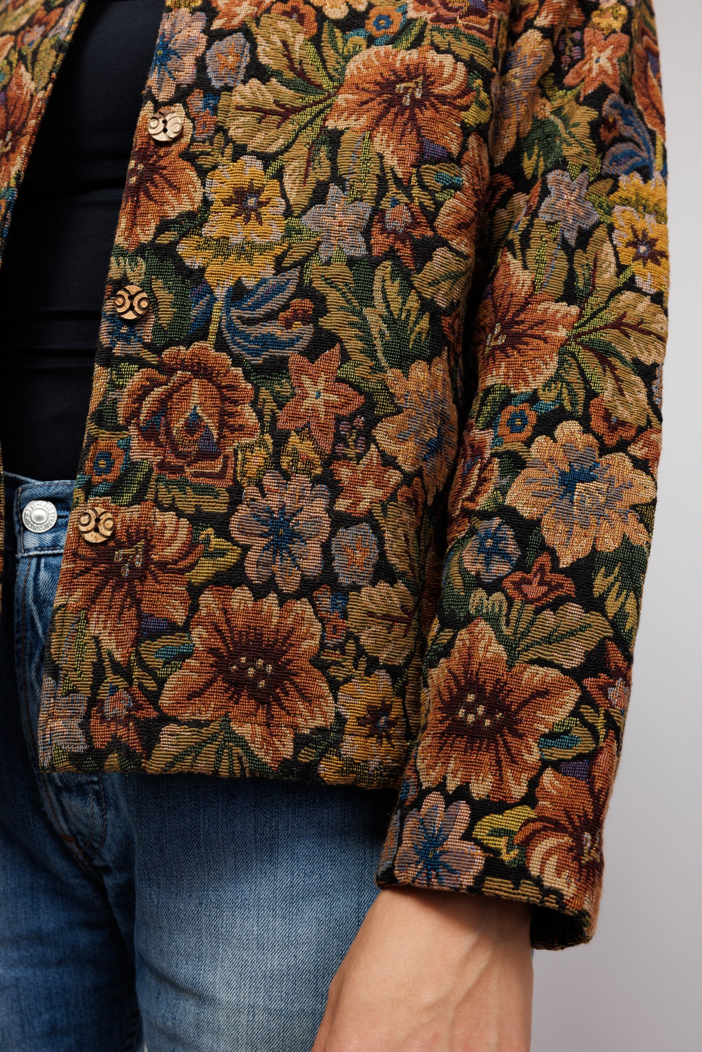 70's Cropped Floral Jacket S