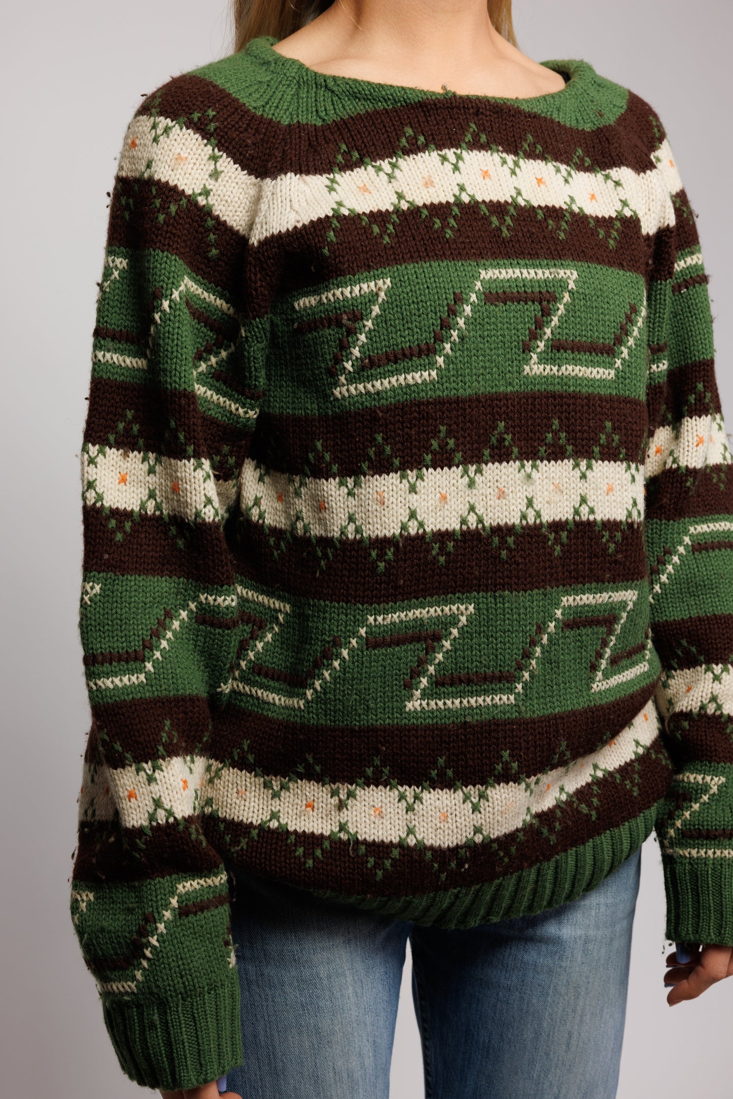 70's Handknit Earthy Knit Jumper M