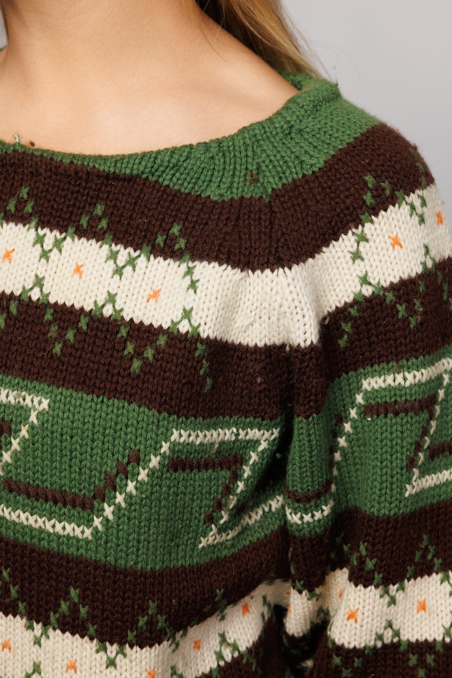 70's Handknit Earthy Knit Jumper M