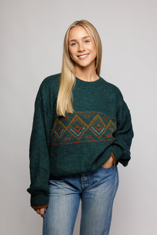 80's Forest Green Knit Jumper M/L