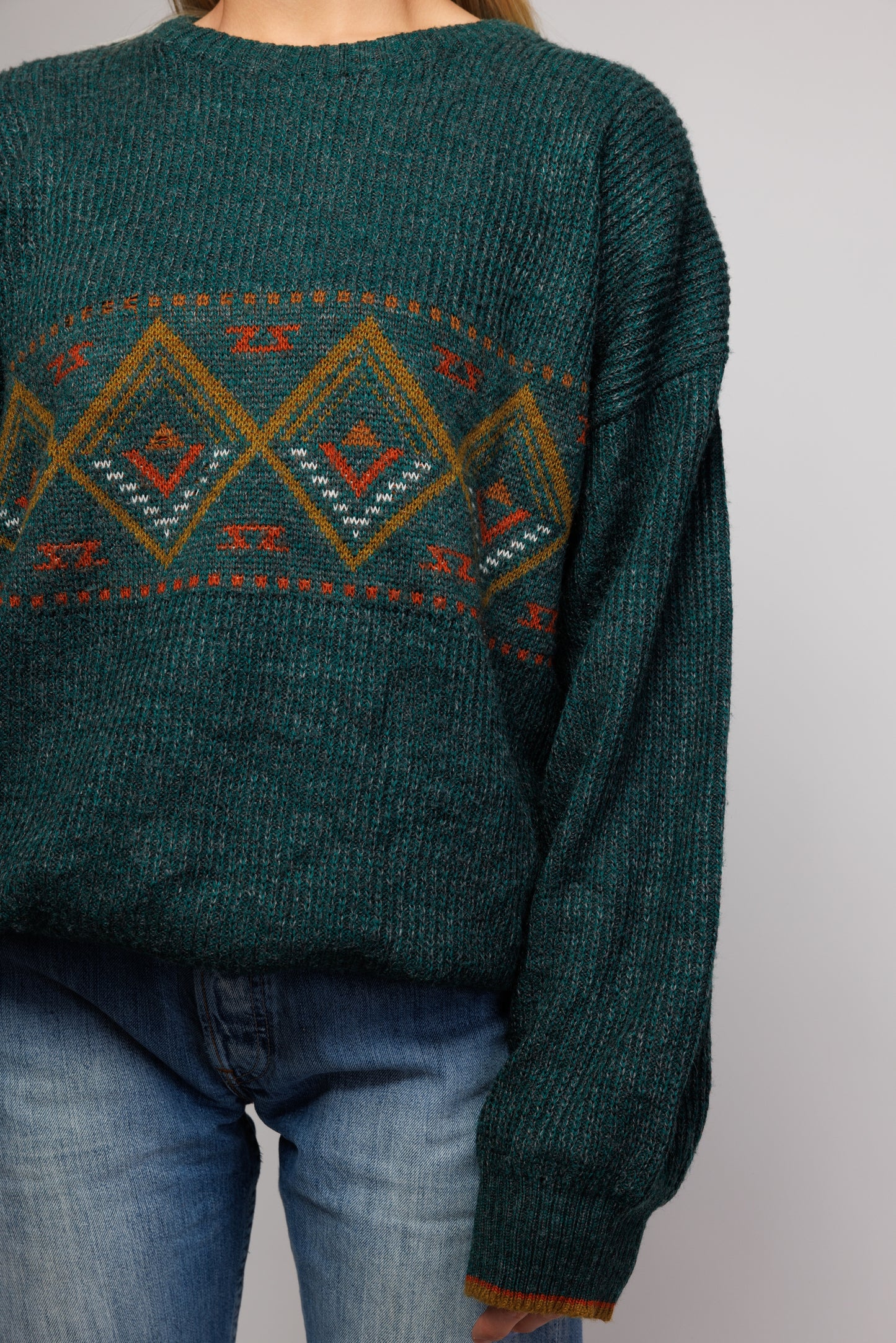 80's Forest Green Knit Jumper M/L