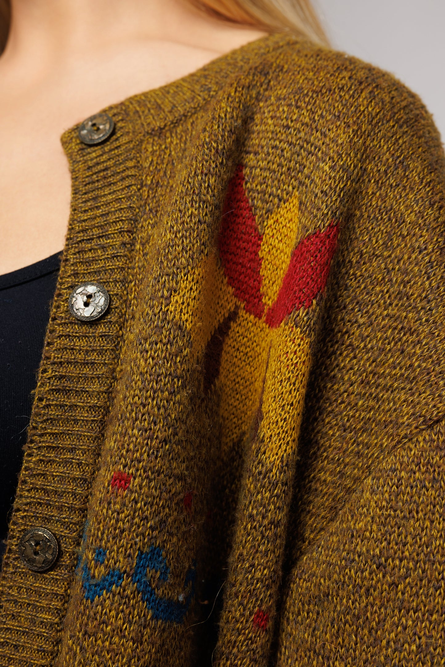 70's Autumnal Patterened Oversized Cardi Jacket M