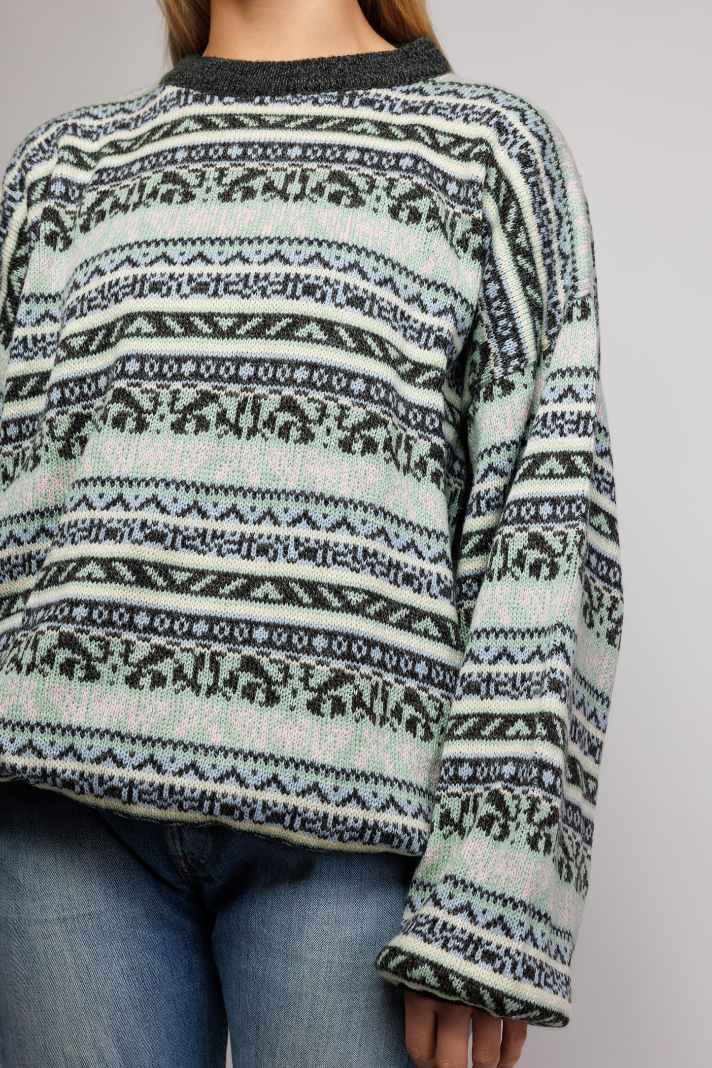 80's Pastel Fairisle Jumper L