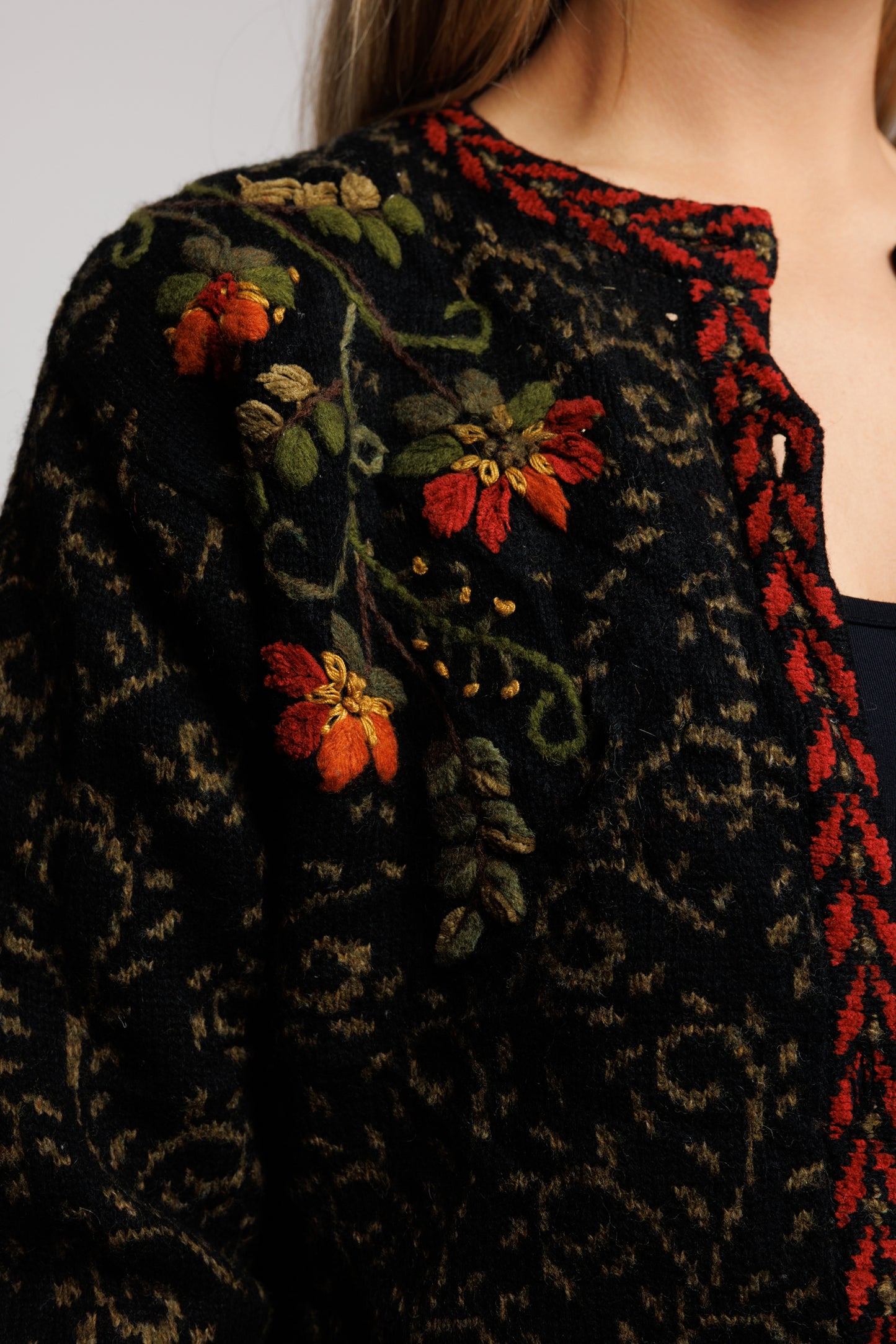 70's Floral Cardigan S