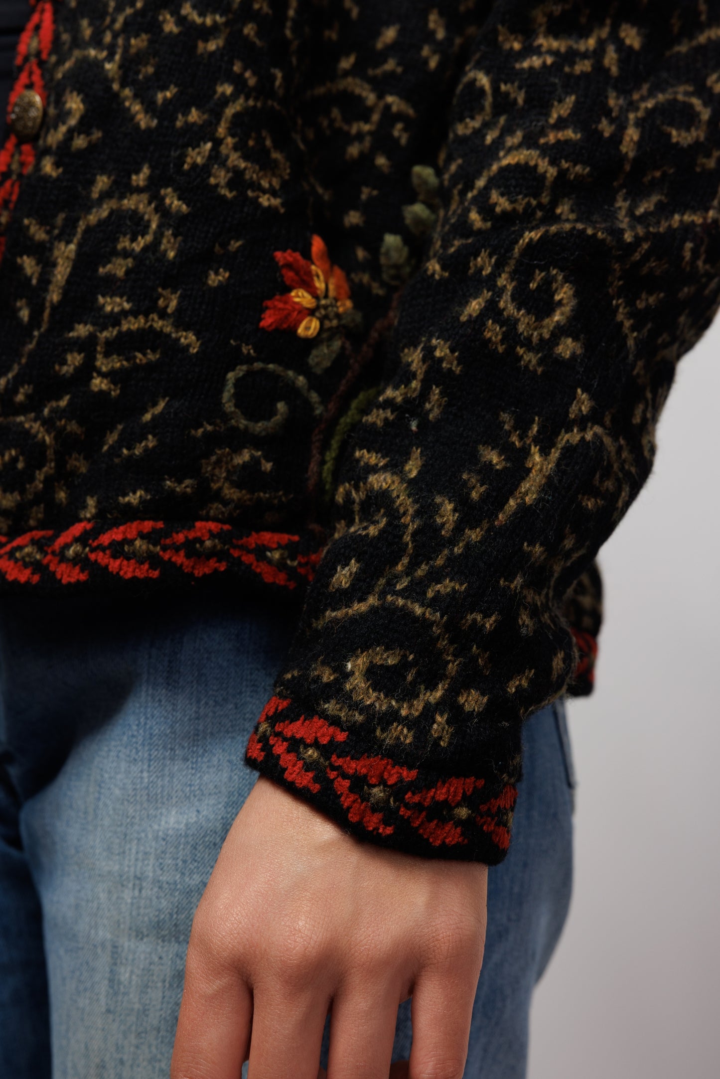 70's Floral Cardigan S