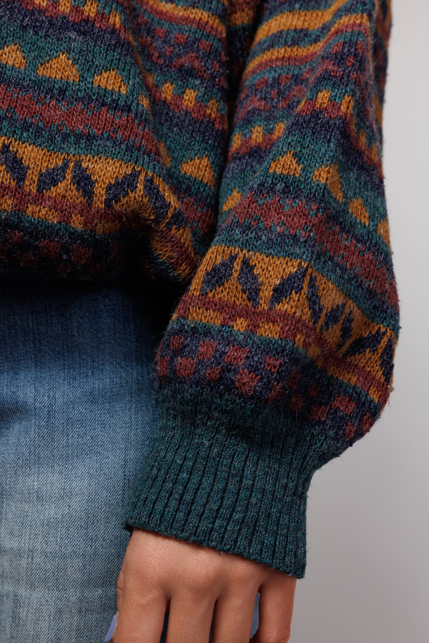 70's Fairisle Earthy Toned Button Knit Jumper M