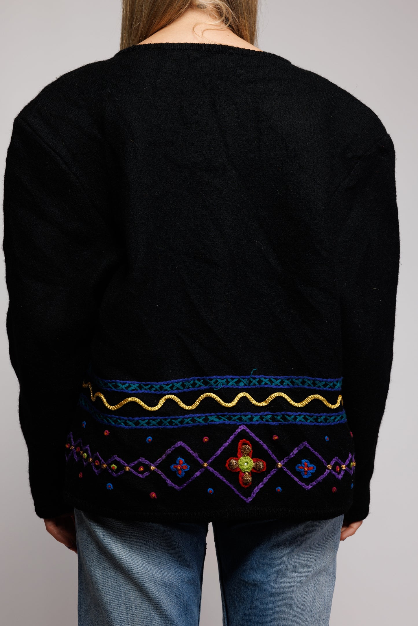 80's Wool Applique Jacket M