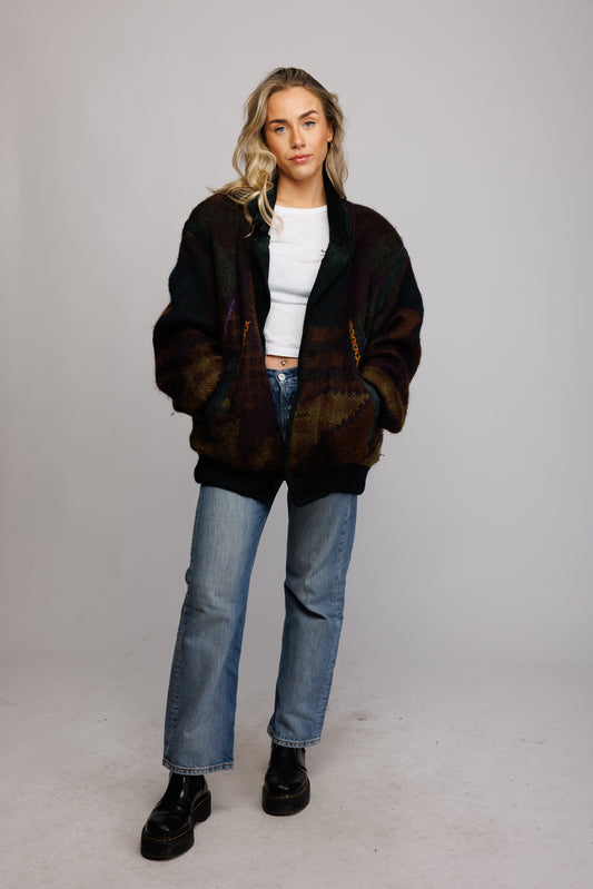 80's Mohair & Suede Bomber Jacket M/L