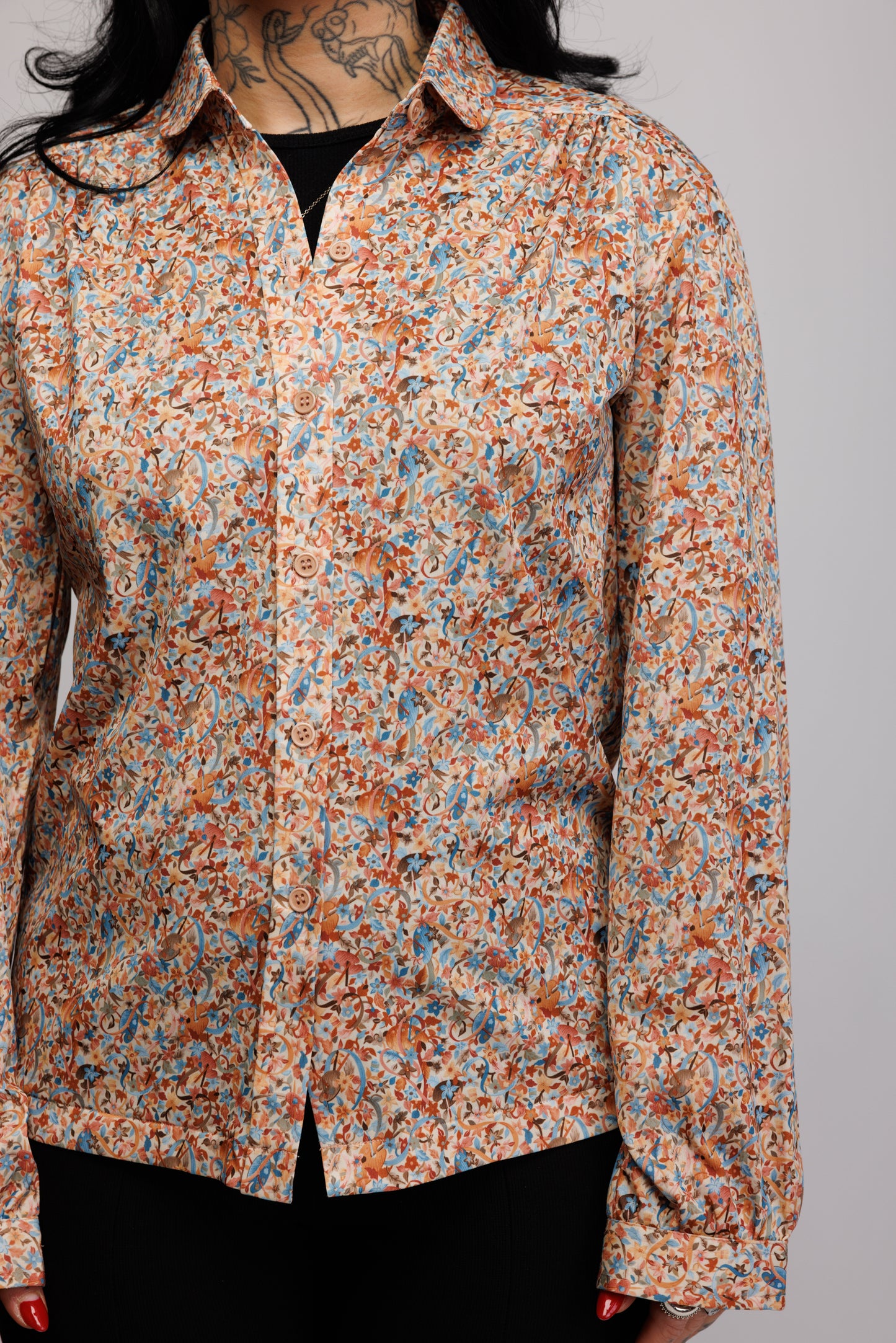 70's Floral Shirt M