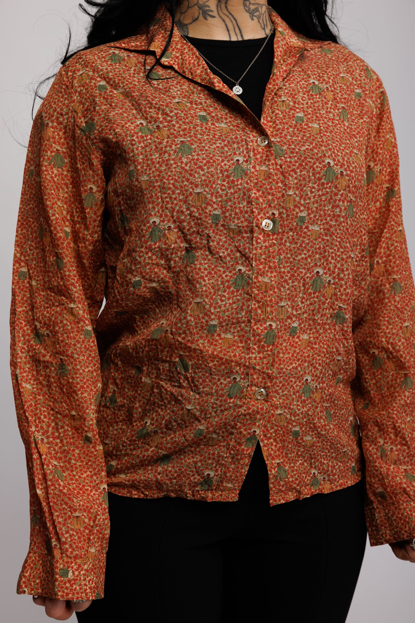 70's Sheer Patterened Shirt S/M