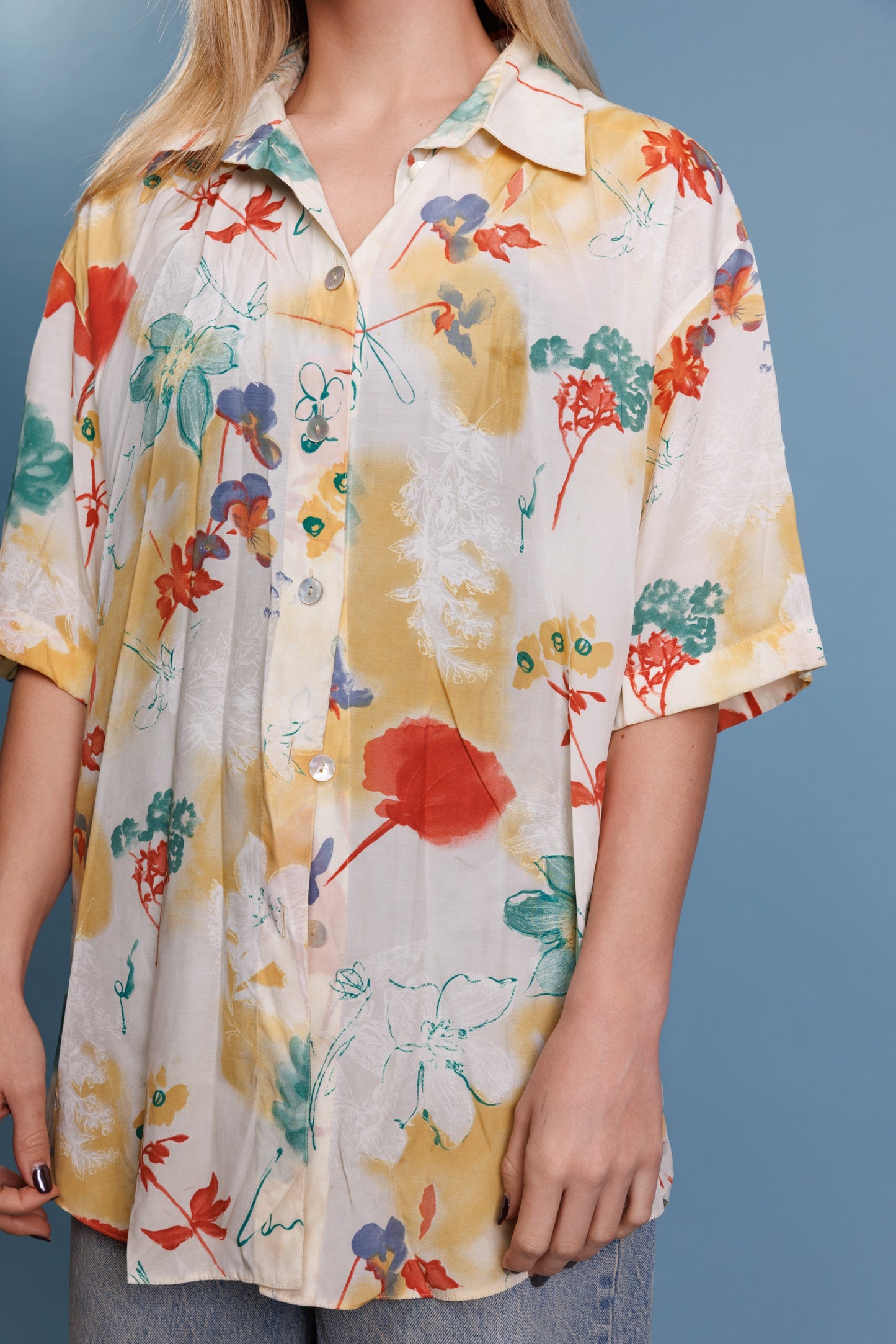 80’s Sheer Floral Shirt L/XL