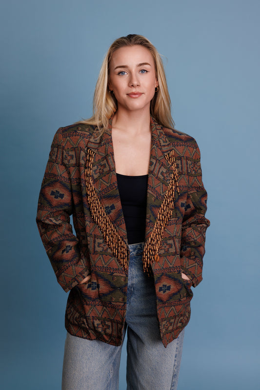 70’s Aztec Beaded Blazer M