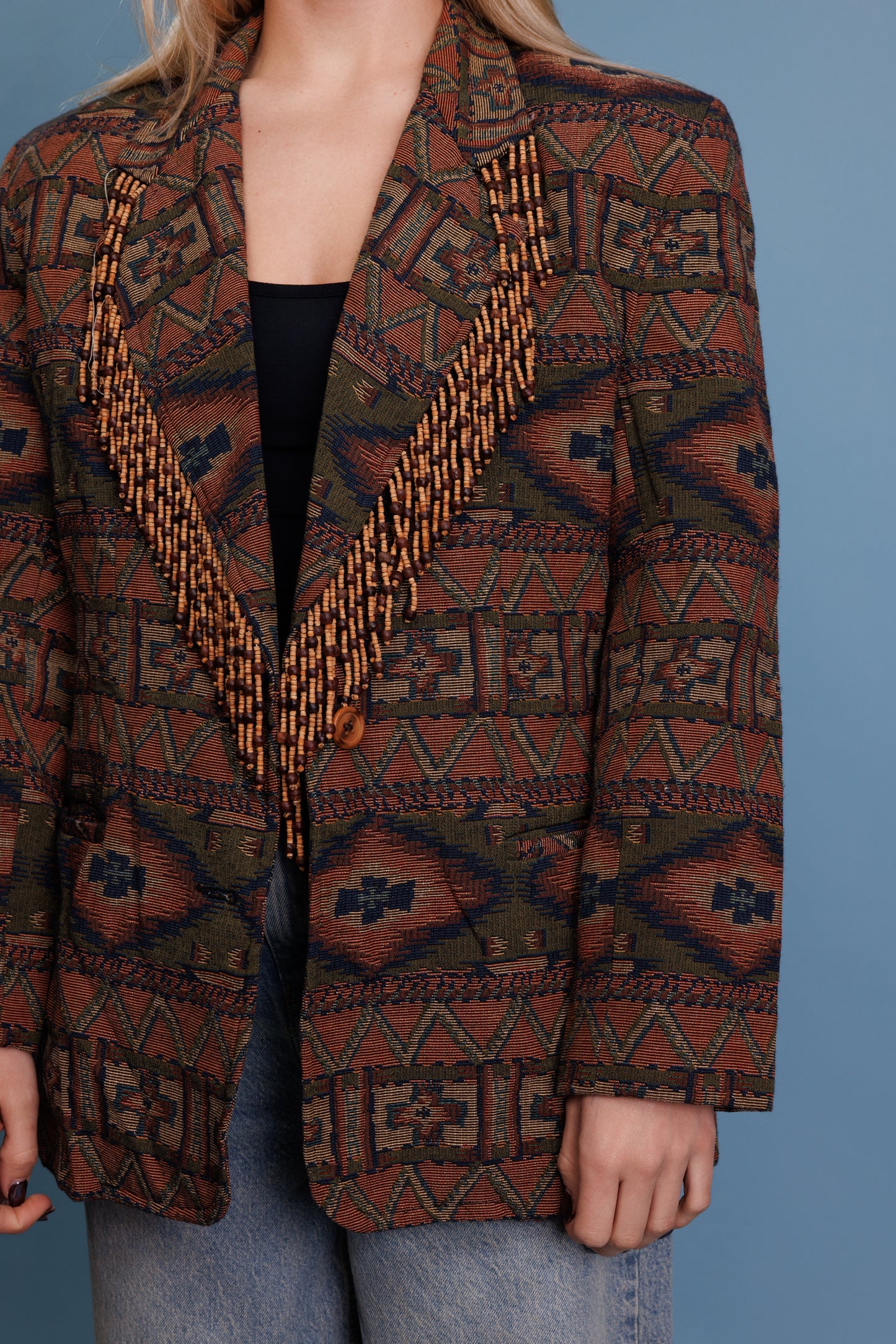 70’s Aztec Beaded Blazer M